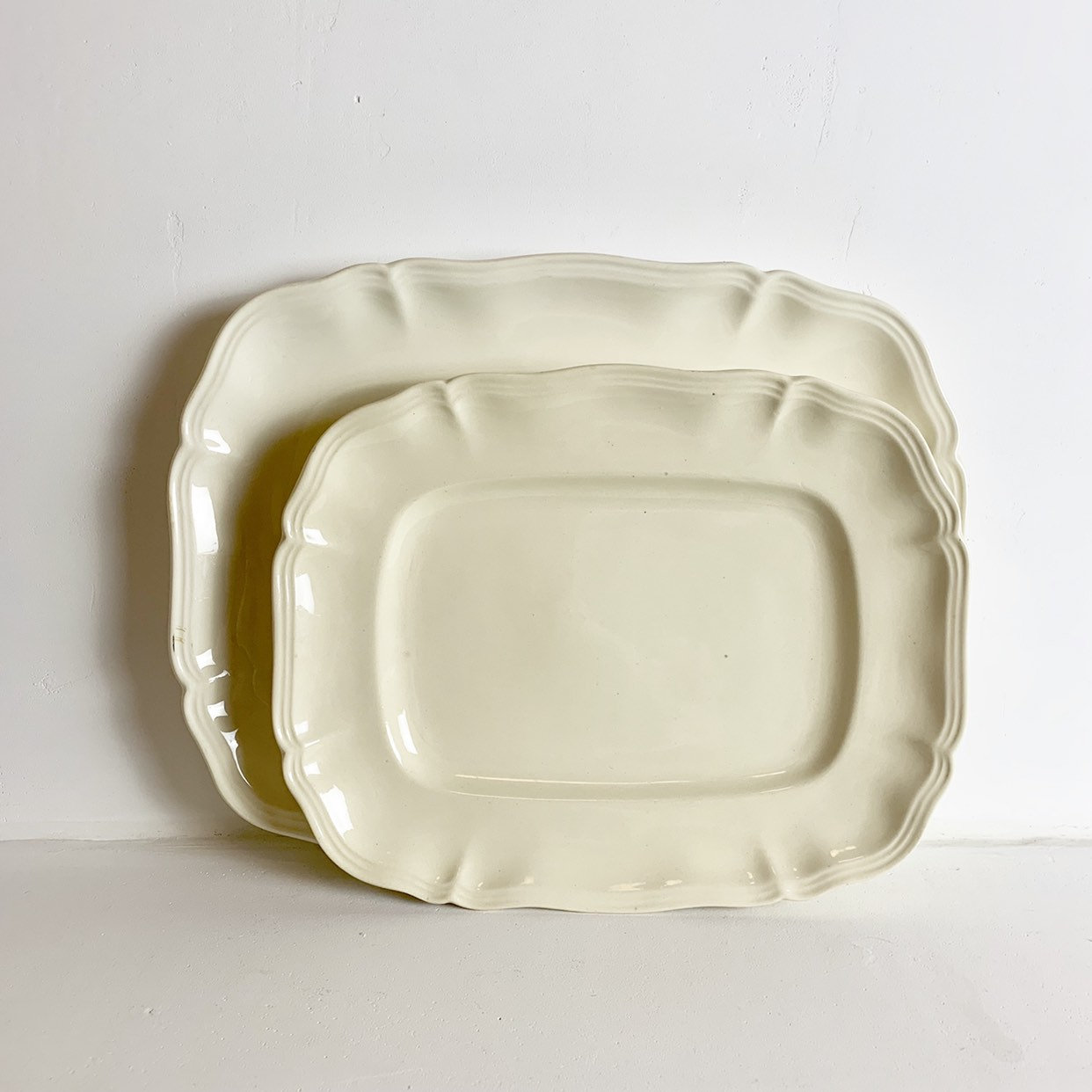 French Antique Sarreguemines Serving Platters Set of 2 Rectangular