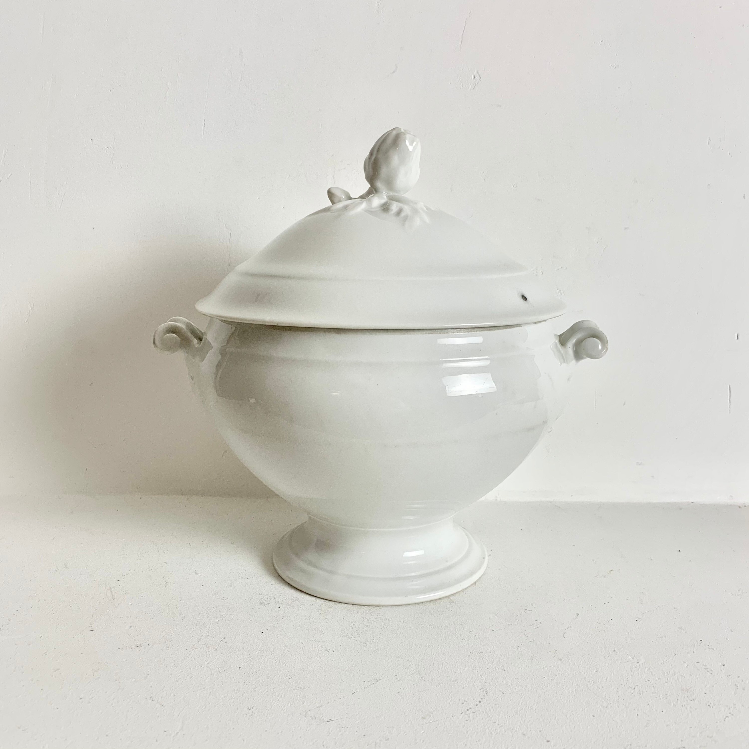Rare Small French Antique White Ironstone Tureen Antique French