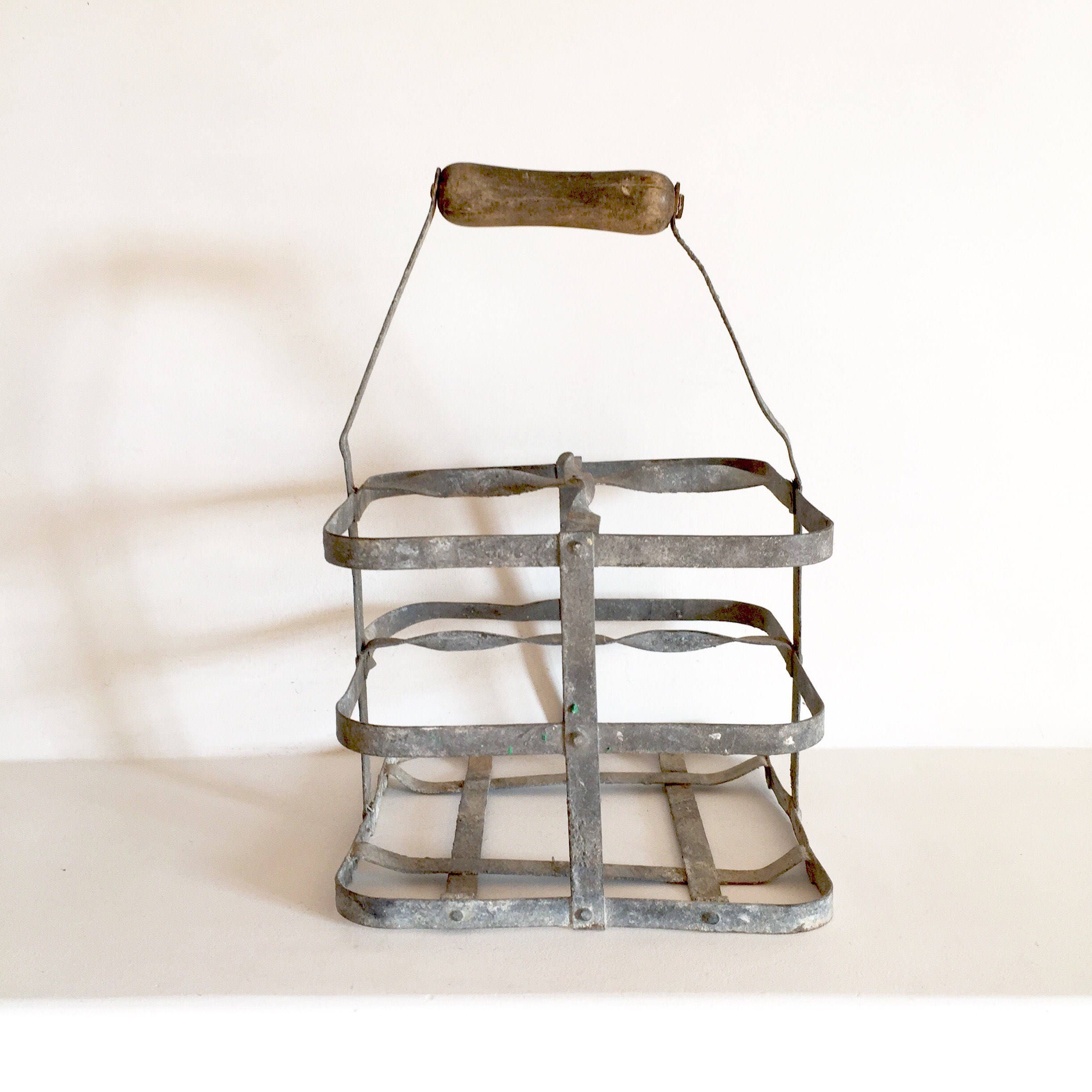 RESERVED 4 MEGGIE Antique French Zinc Bottle Carrier Wine Bottle Caddy French Vintage