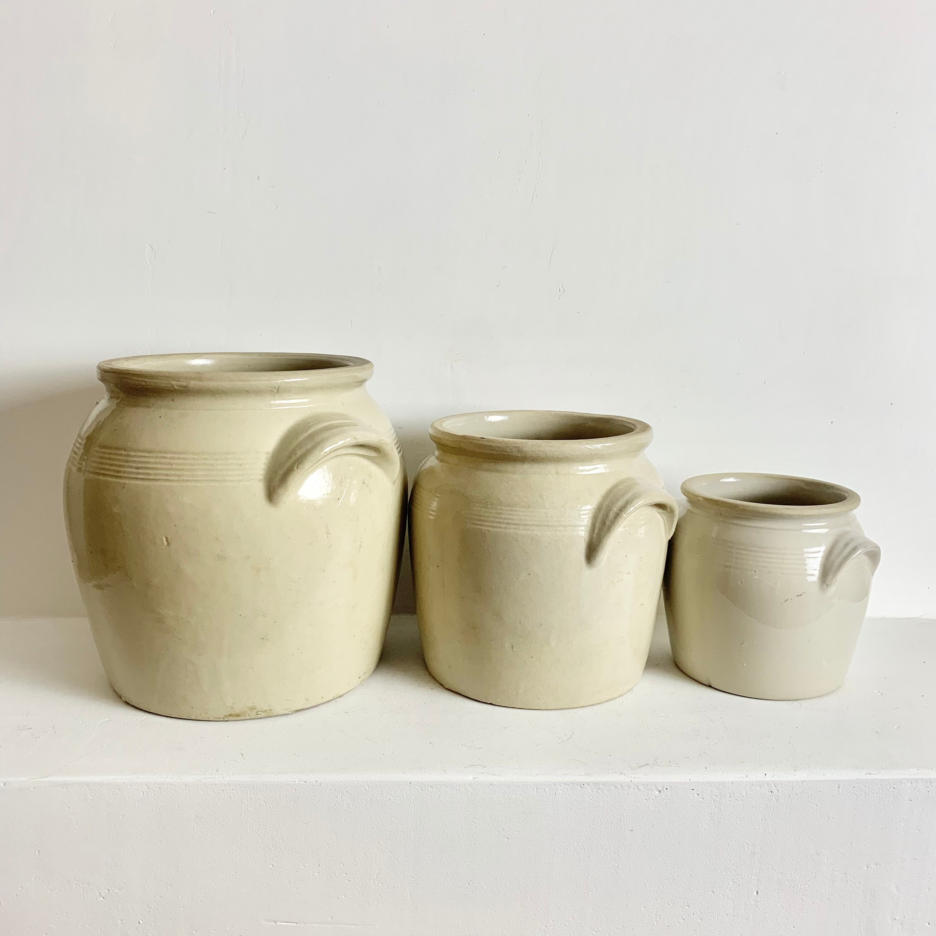 French Vintage Stoneware Crock French Stoneware Jar French Olive Crock Earthenware Crock