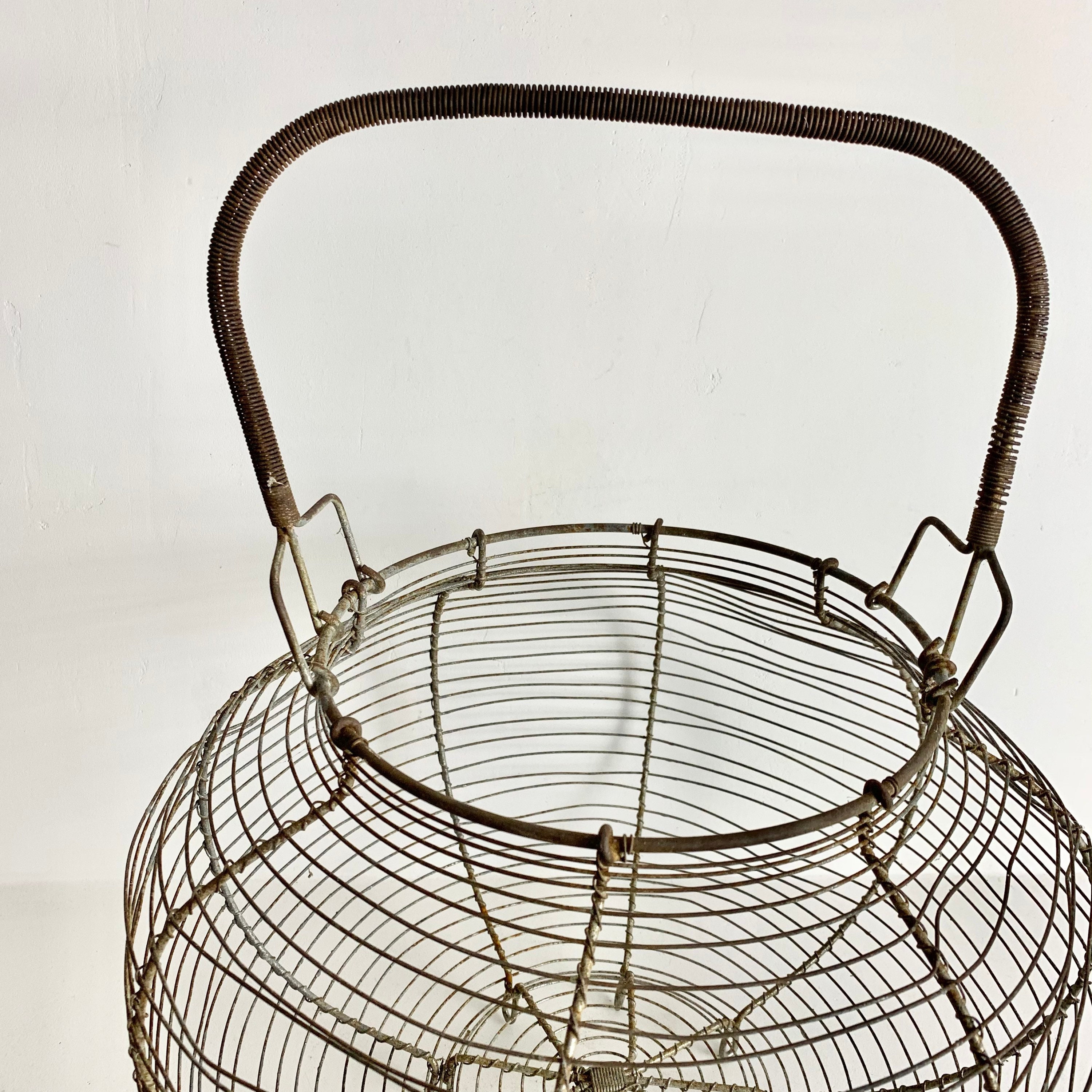 French Antique Wire Egg Basket Large Size Egg Basket French Metal