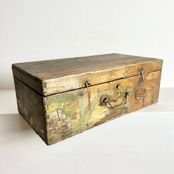 French Antique Wood Painters Box - Traveling Painters Box - Outdoor Oil Painter Storage Box - Set Decorating - Prop Paint Box