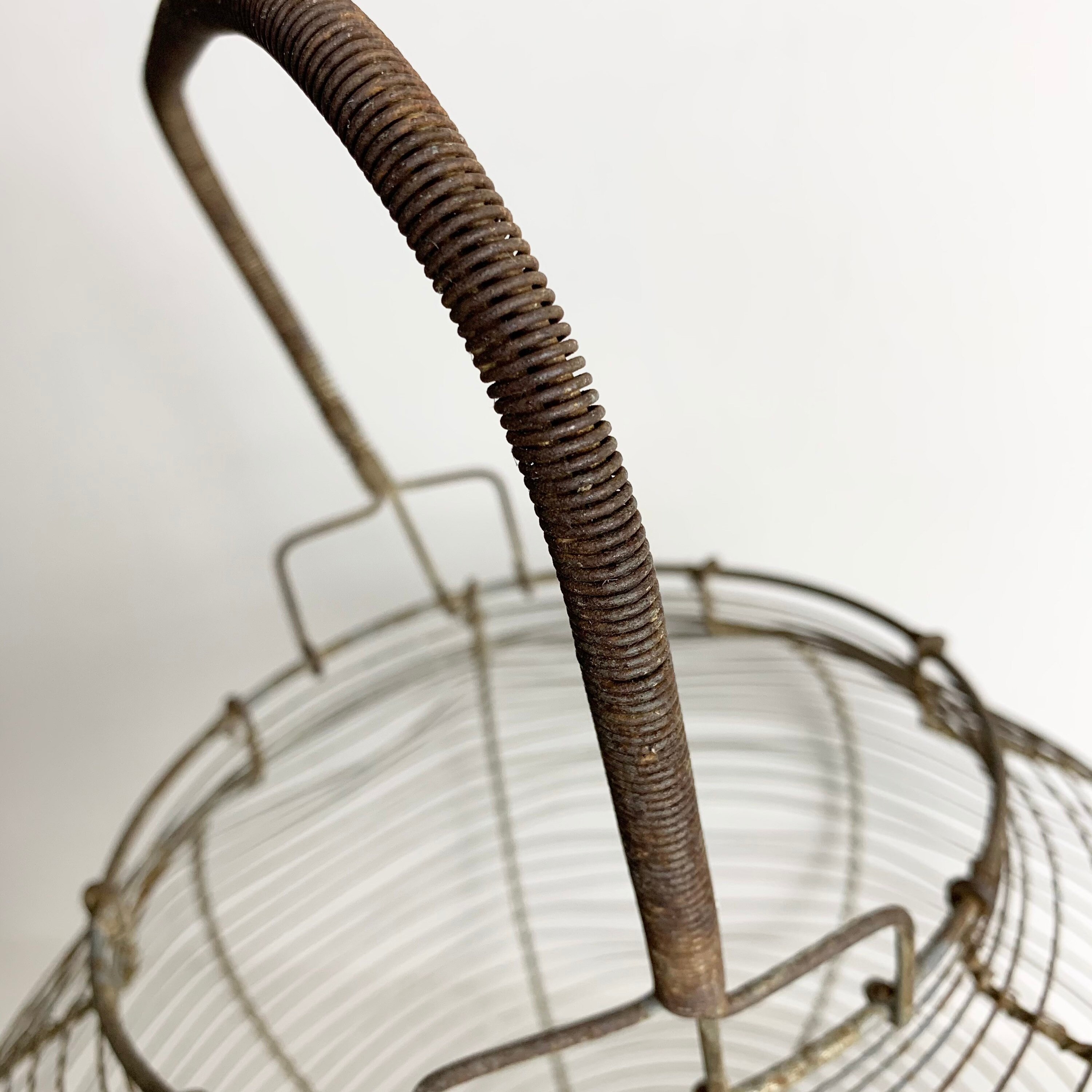 French Antique Wire Egg Basket Large Size Egg Basket French Metal Wire Basket Handmade