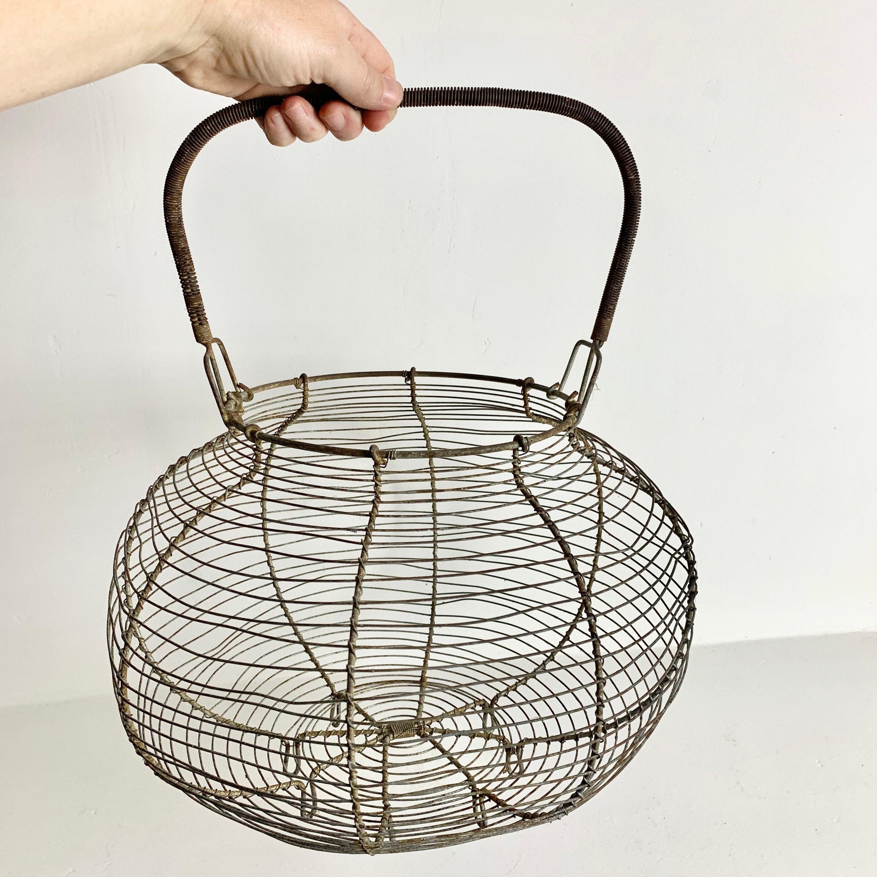 French Antique Wire Egg Basket Large Size Egg Basket French Metal