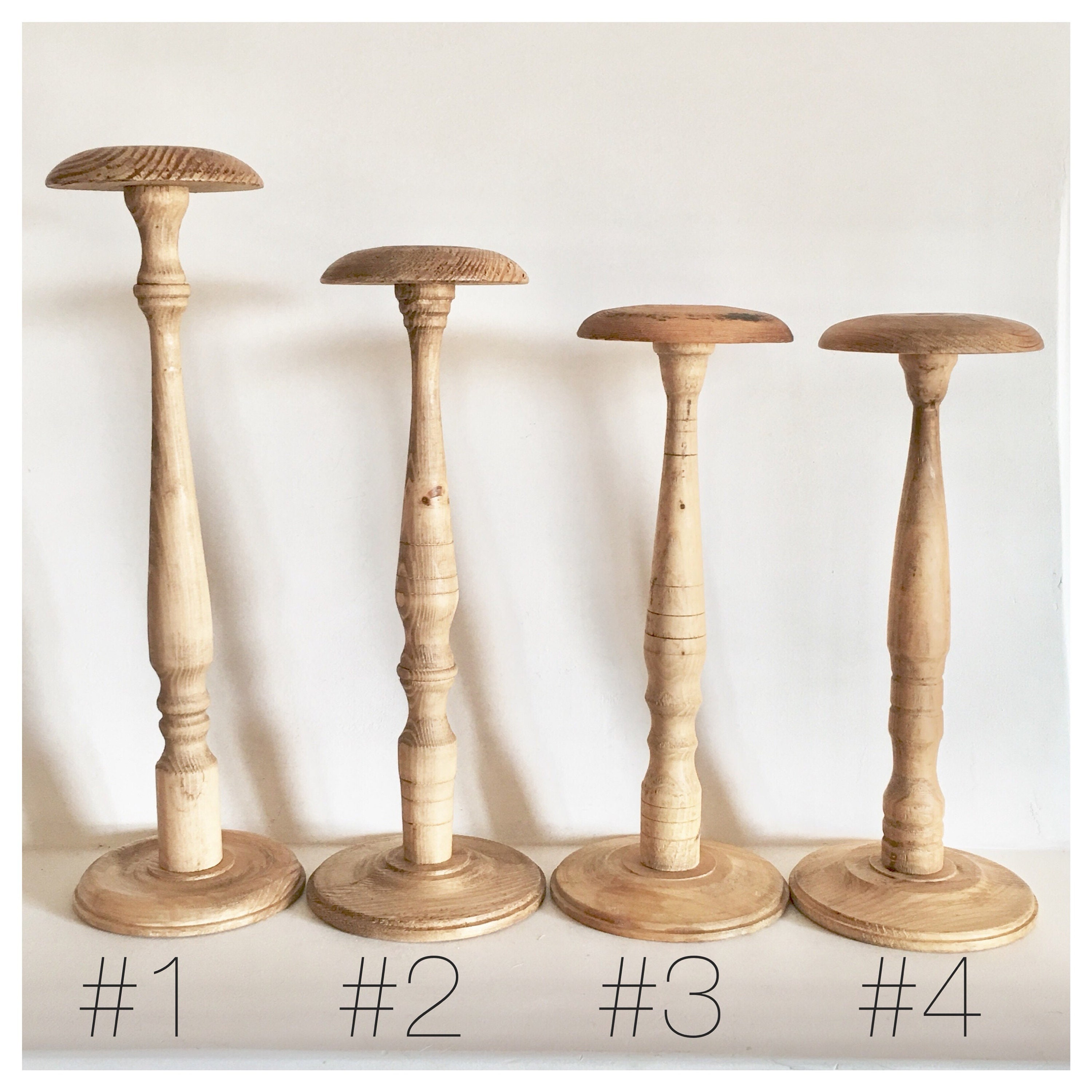 French Vintage Wood Hat Stand Millinery Stand Wig Stand Turned