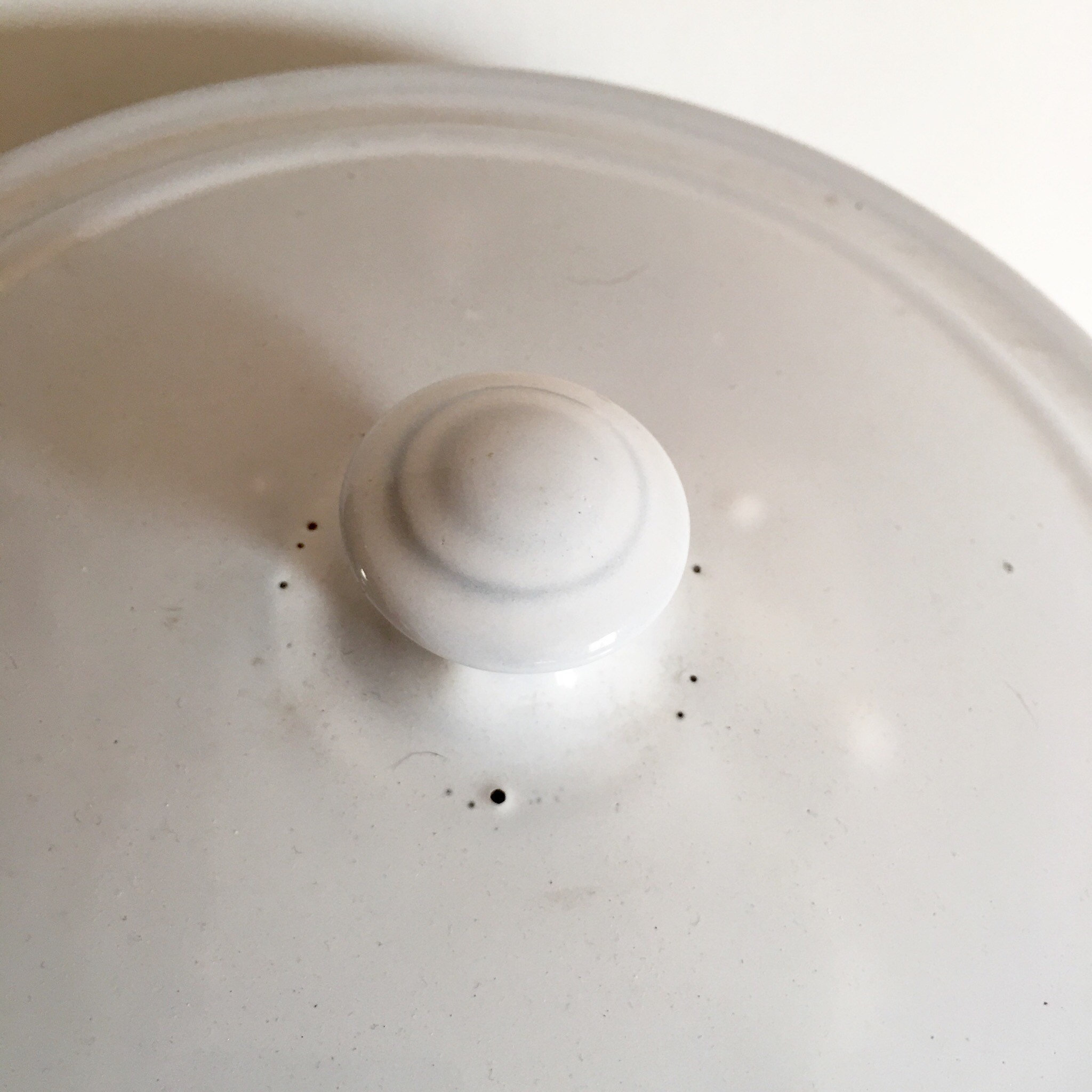 French Vintage Enamel Bucket with Lid White Enamelware Bucket