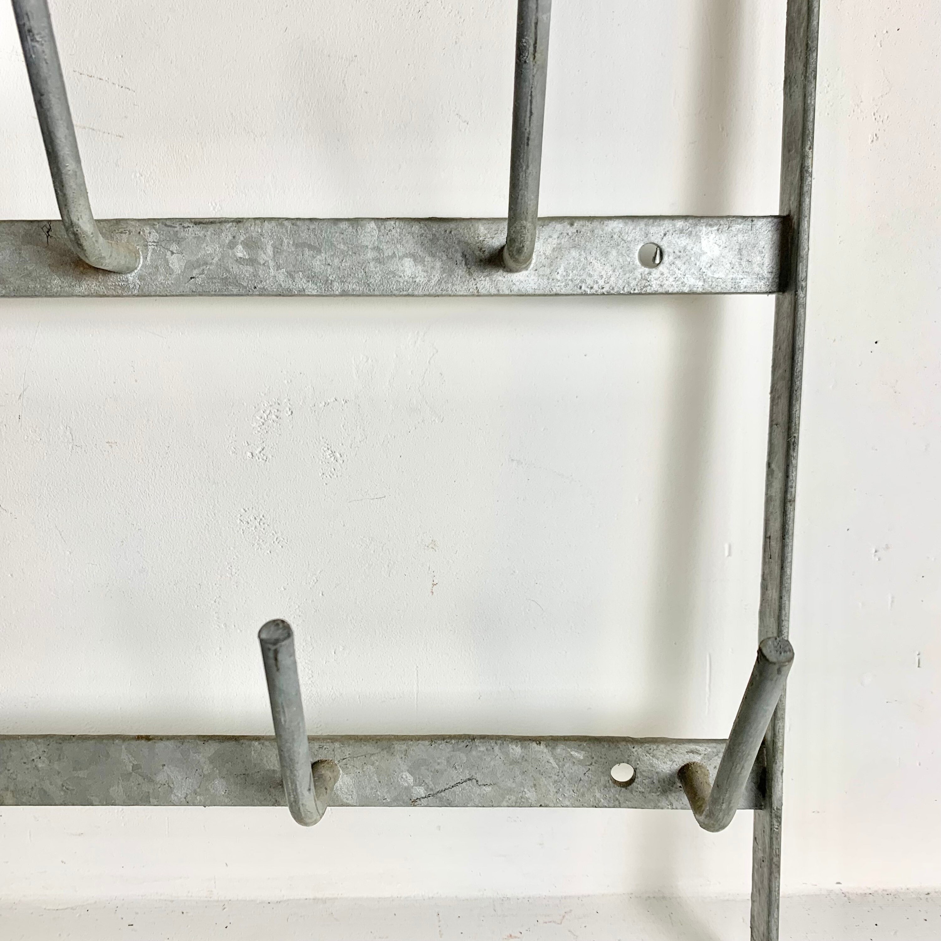 French Antique Zinc Bottle Drying Rack Rare Flat Wall Mount Bottle