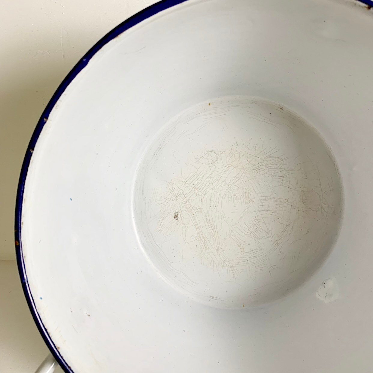 French Antique White Chicken Wire Enamel Tureen White Enamelware