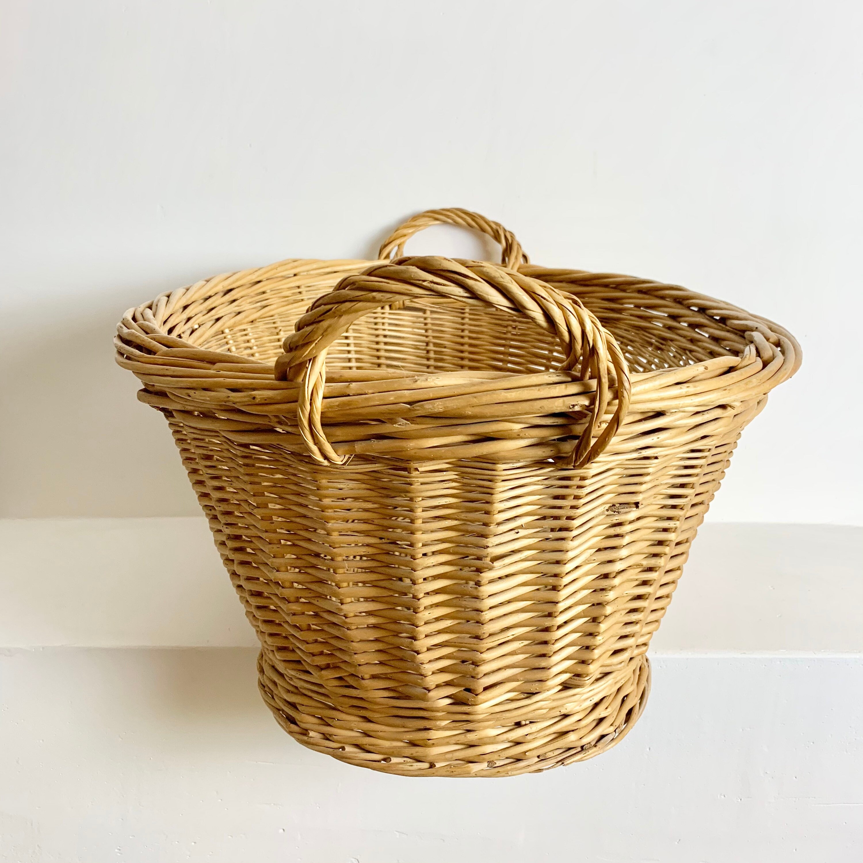 French Vintage Laundry Basket Medium Size Vintage French Basket Handwoven Basket Wicker