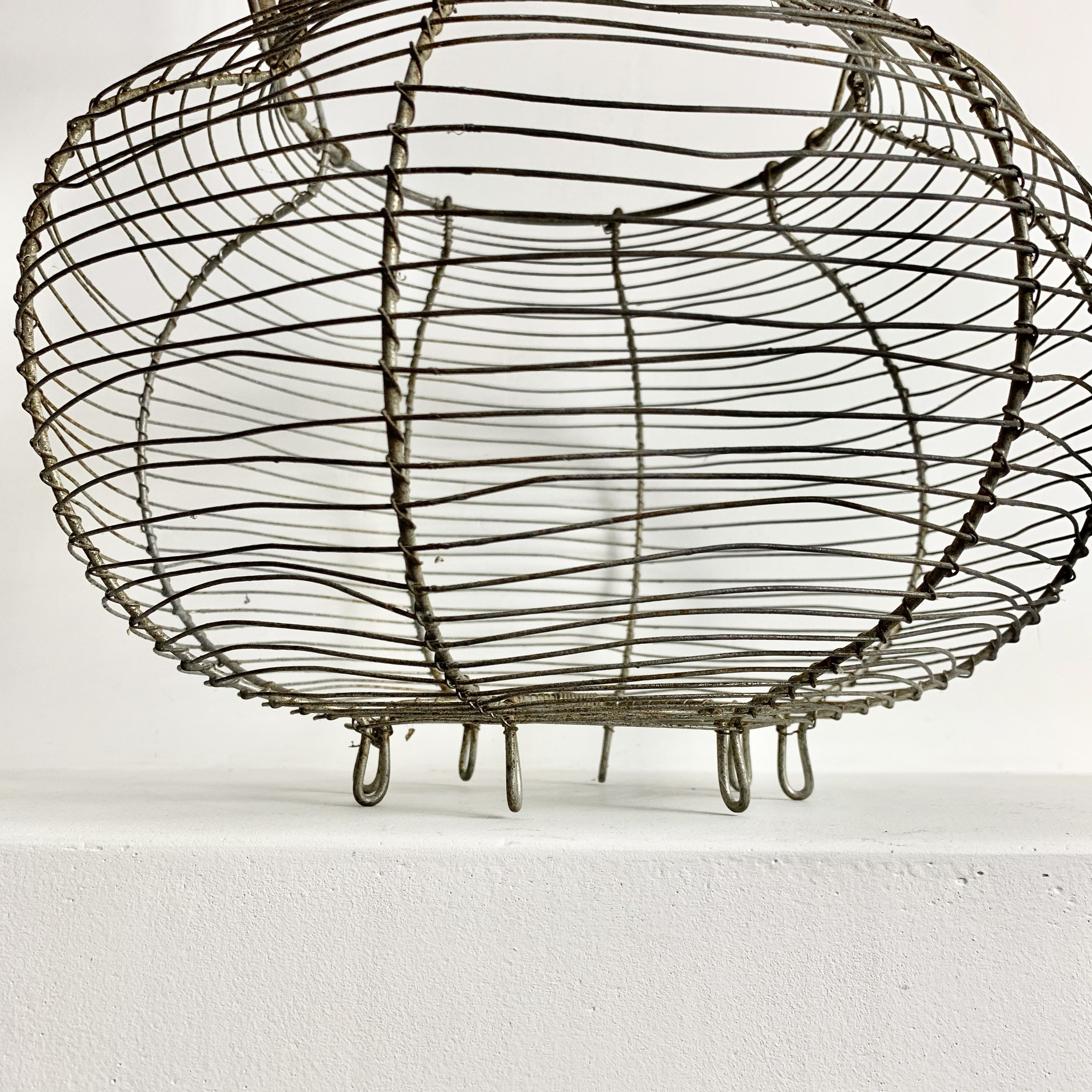 French Antique Wire Egg Basket Large Size Egg Basket French Metal