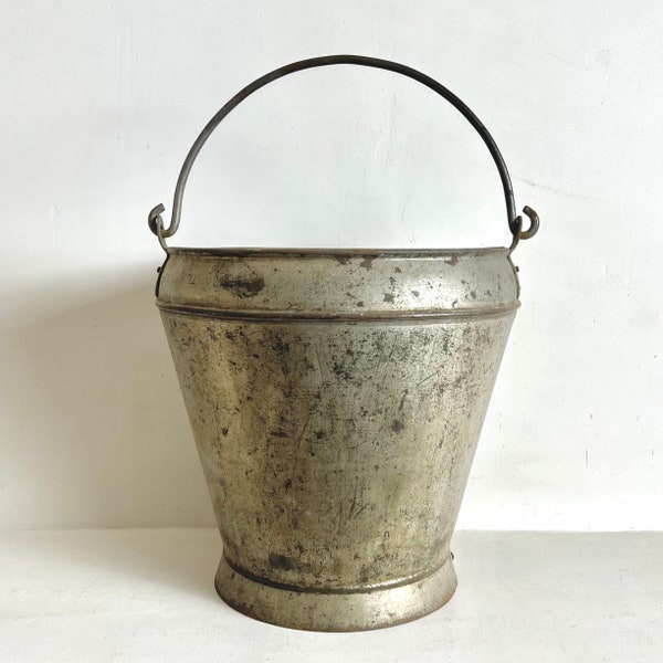 Rare French Antique Milk Bucket - Shabby Chic Garden Bucket - Well Bucket - French Country Garden Decor - Fabulous Patina