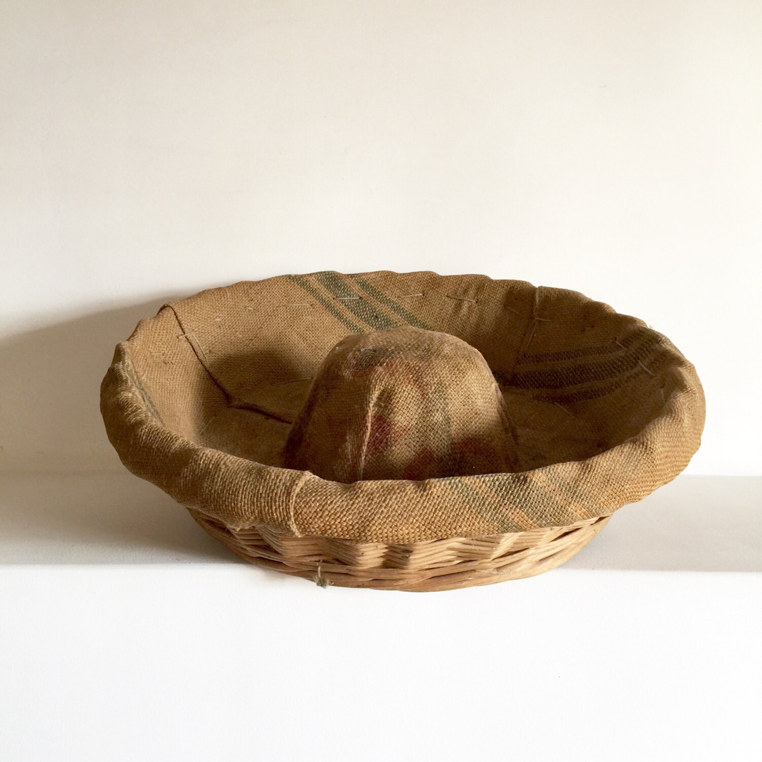 French Antique Round Wicker Bread Basket Bread Proofing basket