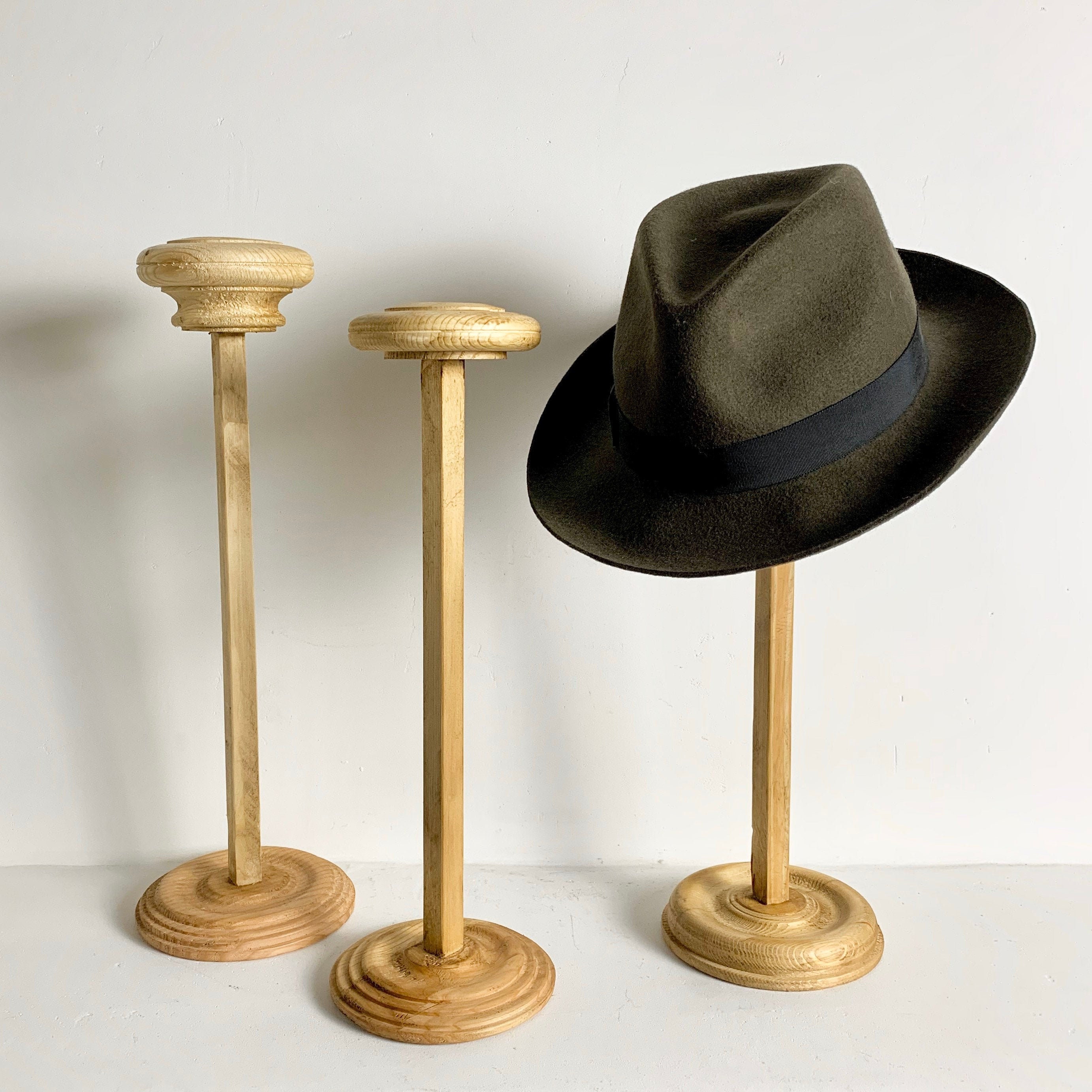 French Vintage Wood Hat Stand - Natural Wood Hat Display Stand - Hat ...