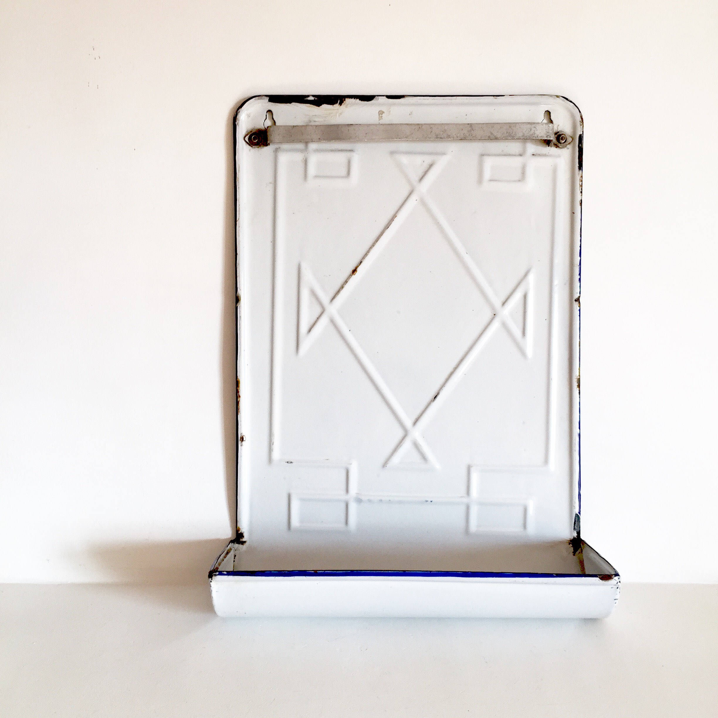 French Antique Enamel Utensil Rack French Enamelware Drip Rack