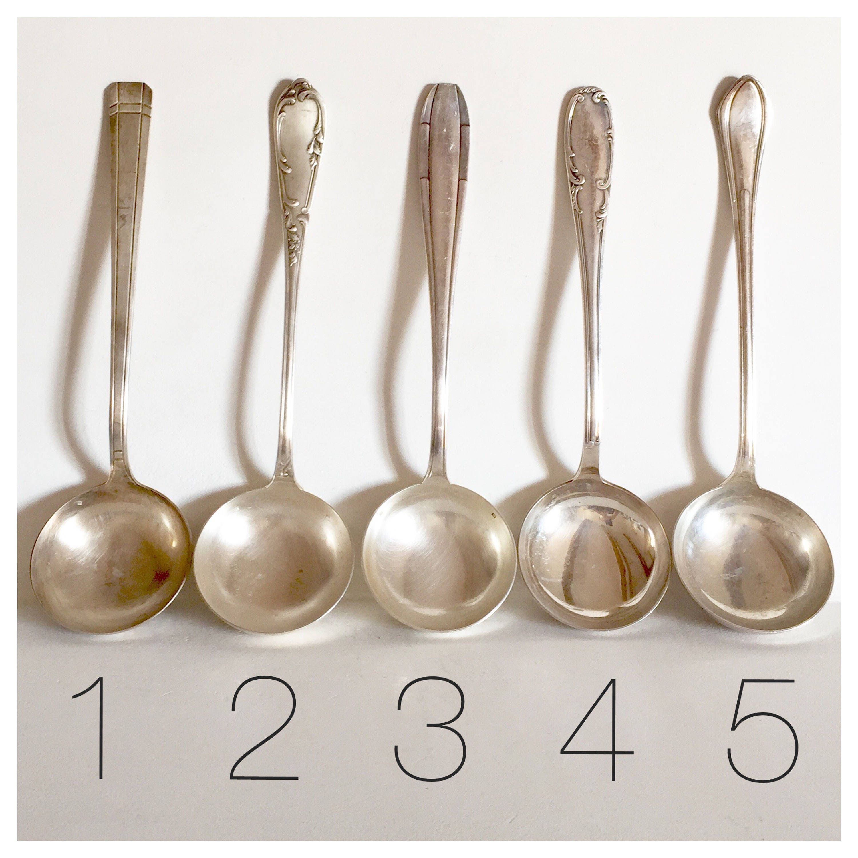 French Antique Silver Ladle Shabby Chic French Table Antique Ladle Elegant Silver Plated