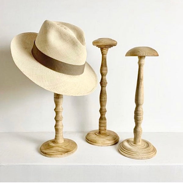 French Vintage Wood Hat Stand - Medium Sized 33-41cm - Turned Pine Wood Hat Stand - Millinery Stand