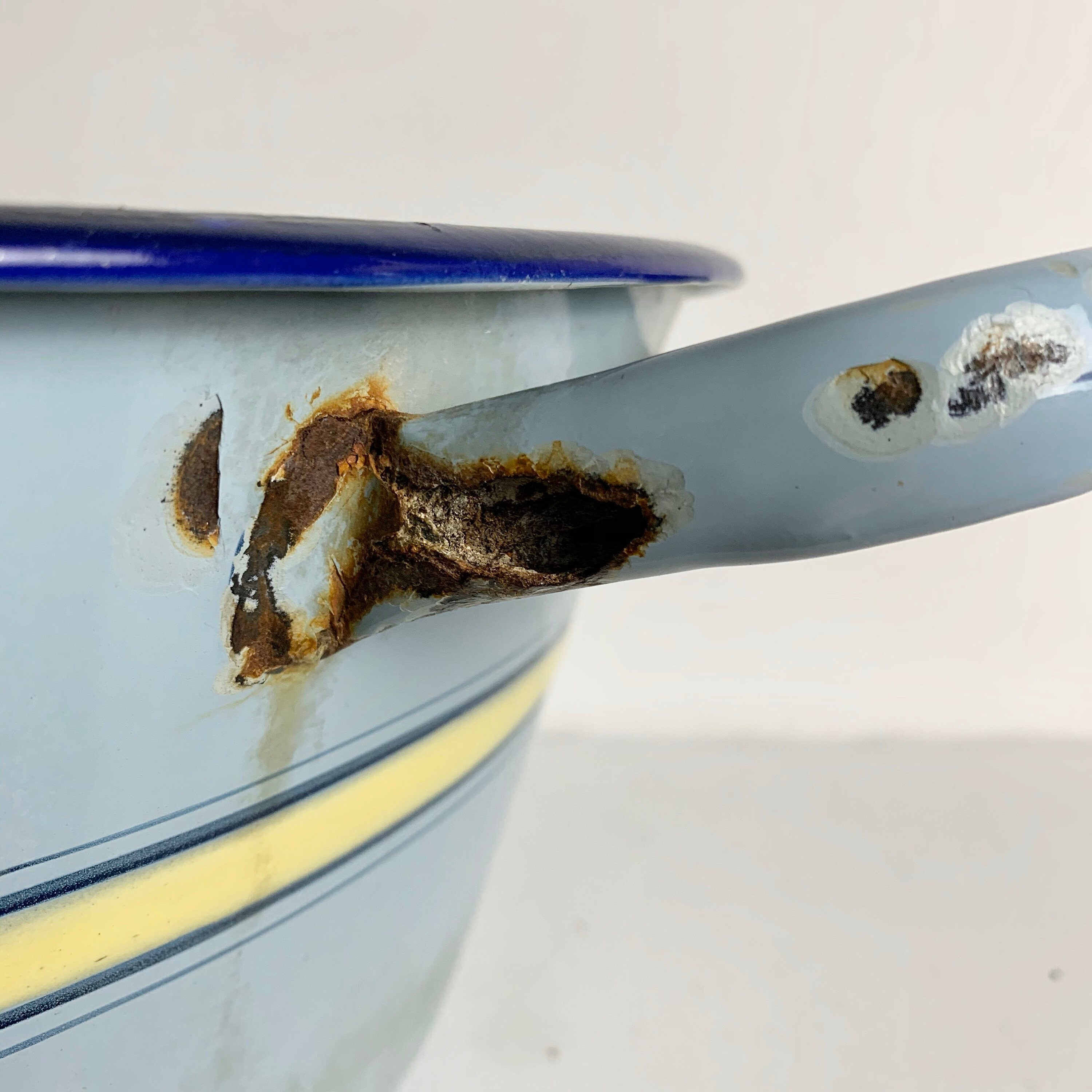 French Antique Blue Enamelware Wash Basin Laundry Tub Enamel Basin