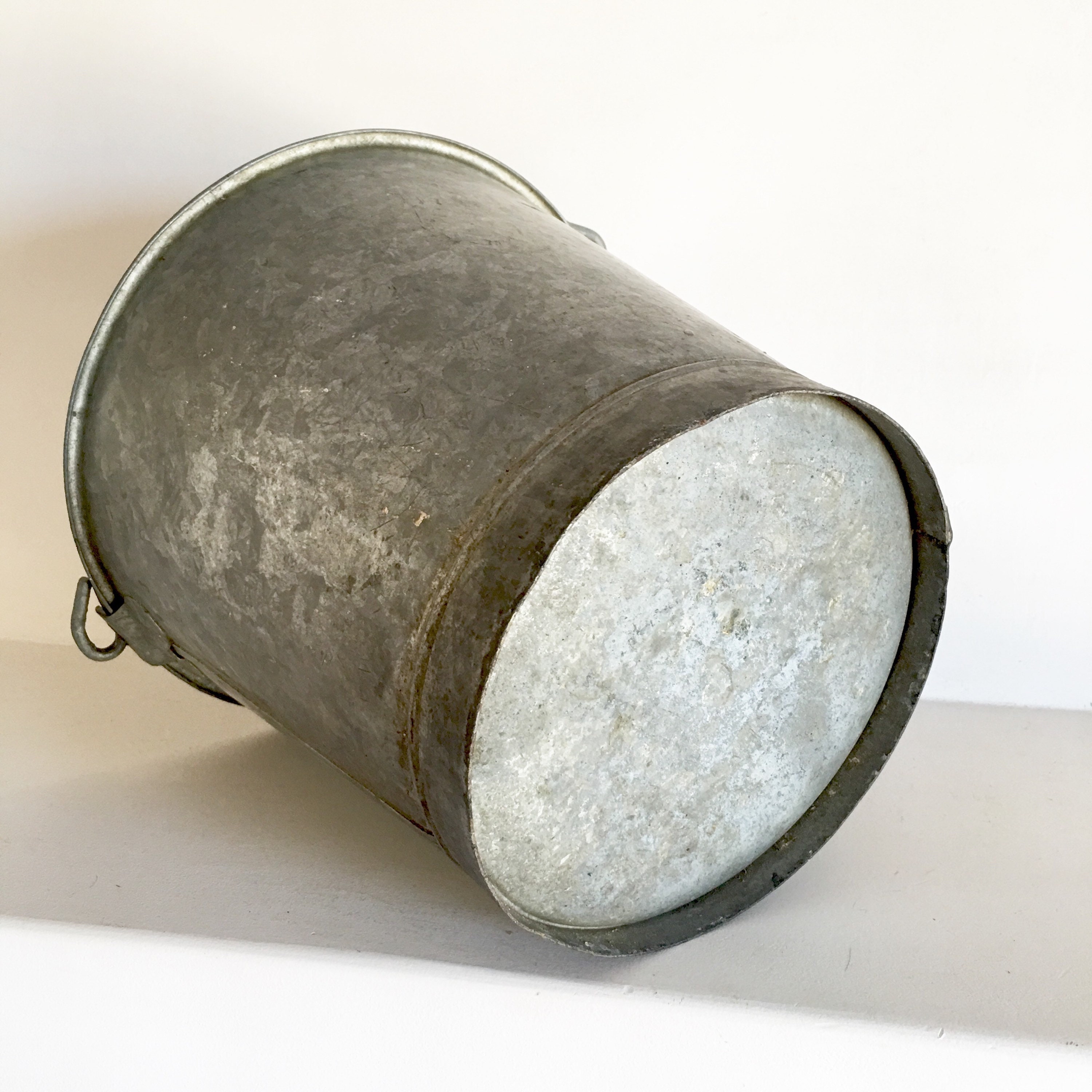 Rare French Antique Zinc Bucket Rustic Garden Bucket Galvanized