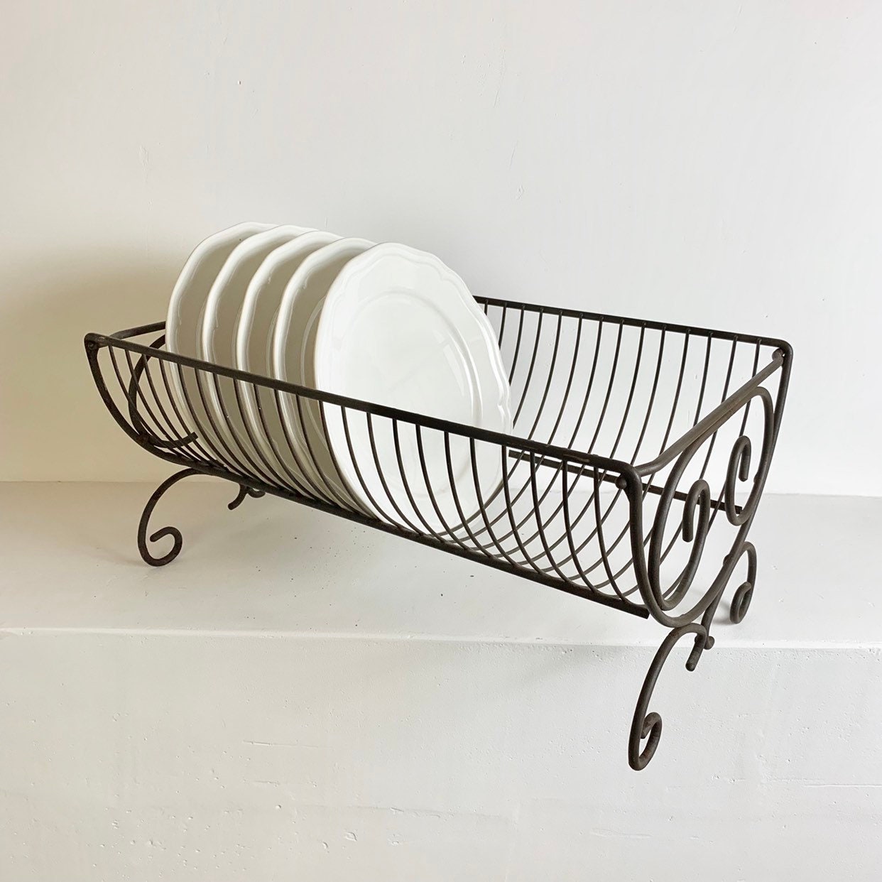 French Vintage Dish Rack Dish Strainer Dish Drying Rack Iron Wire