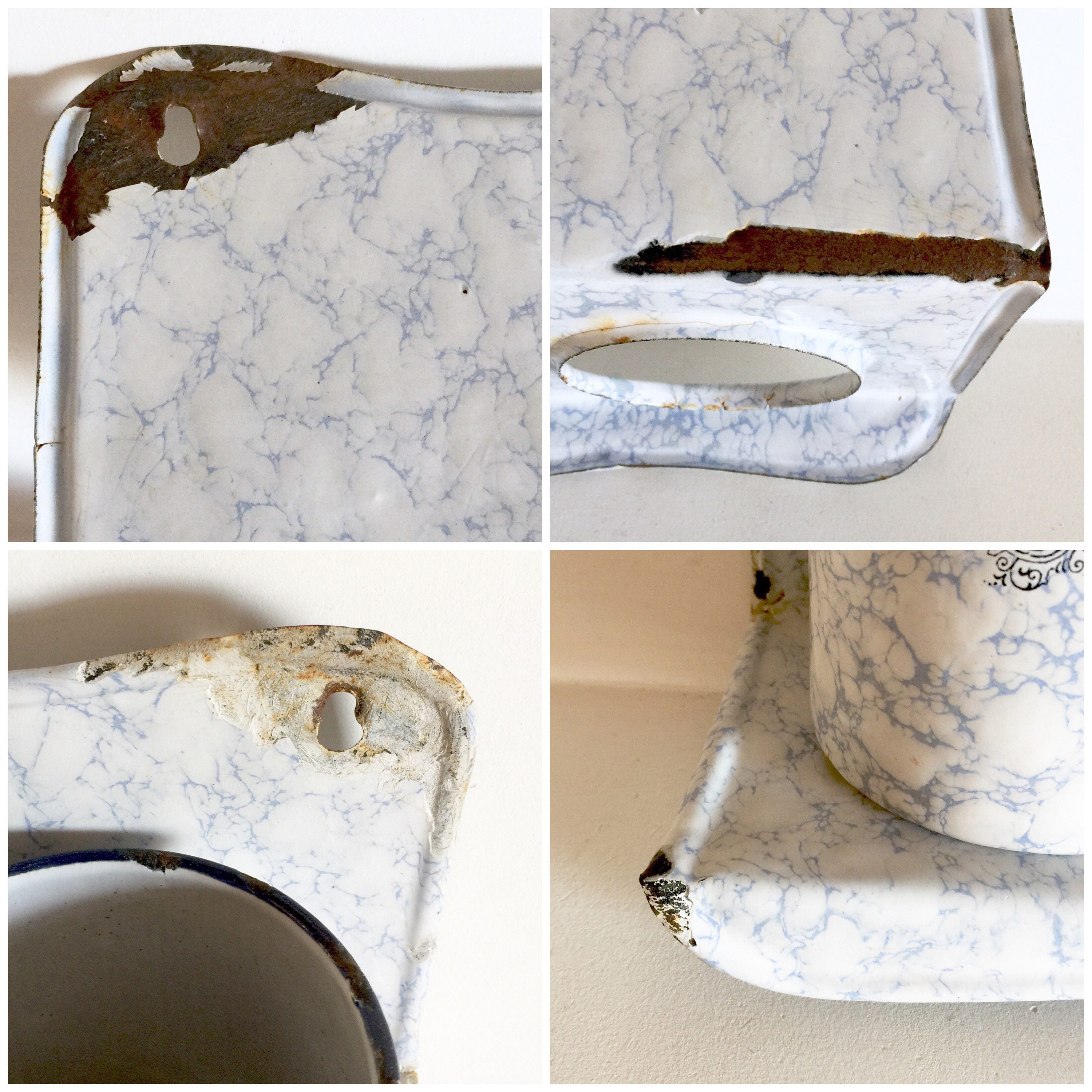 French Antique Enamel Laundry Soap Rack French Enamelware Laundry