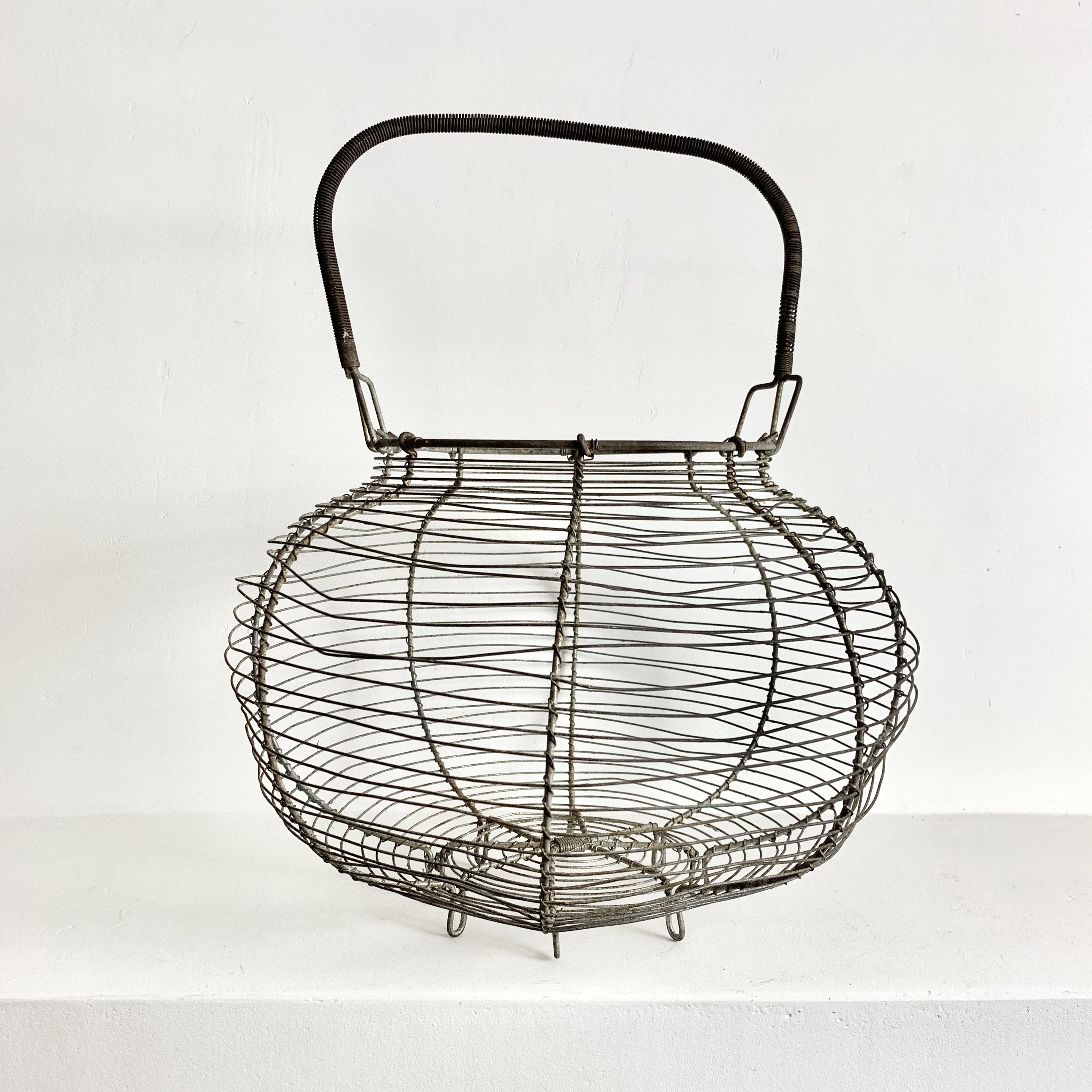 French Antique Wire Egg Basket Large Size Egg Basket French Metal