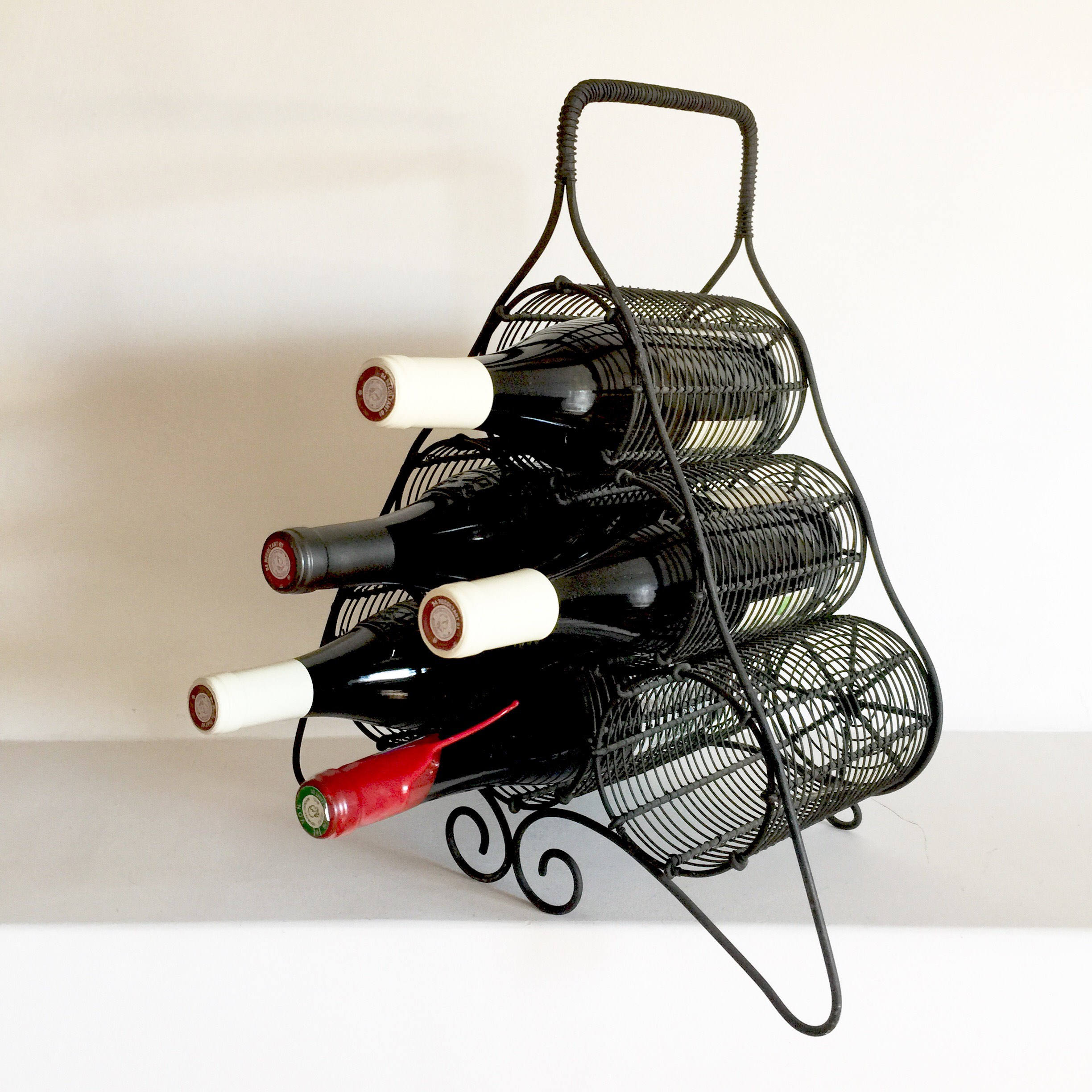 French Vintage Wire Bottle Rack Wine Bottle Holder 6 Bottle Rack