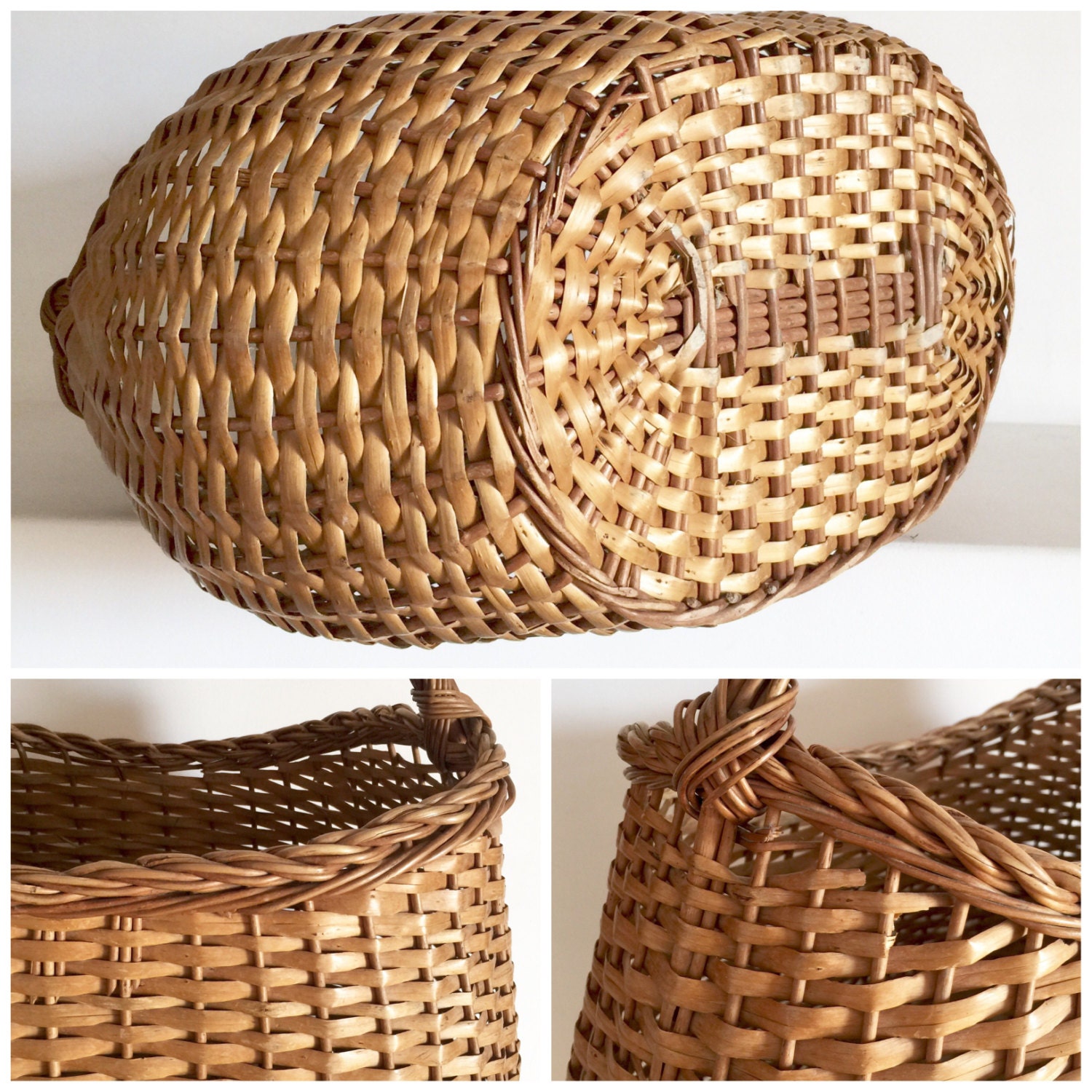 French Vintage Basket Gathering Basket Wicker Basket Purse Basket