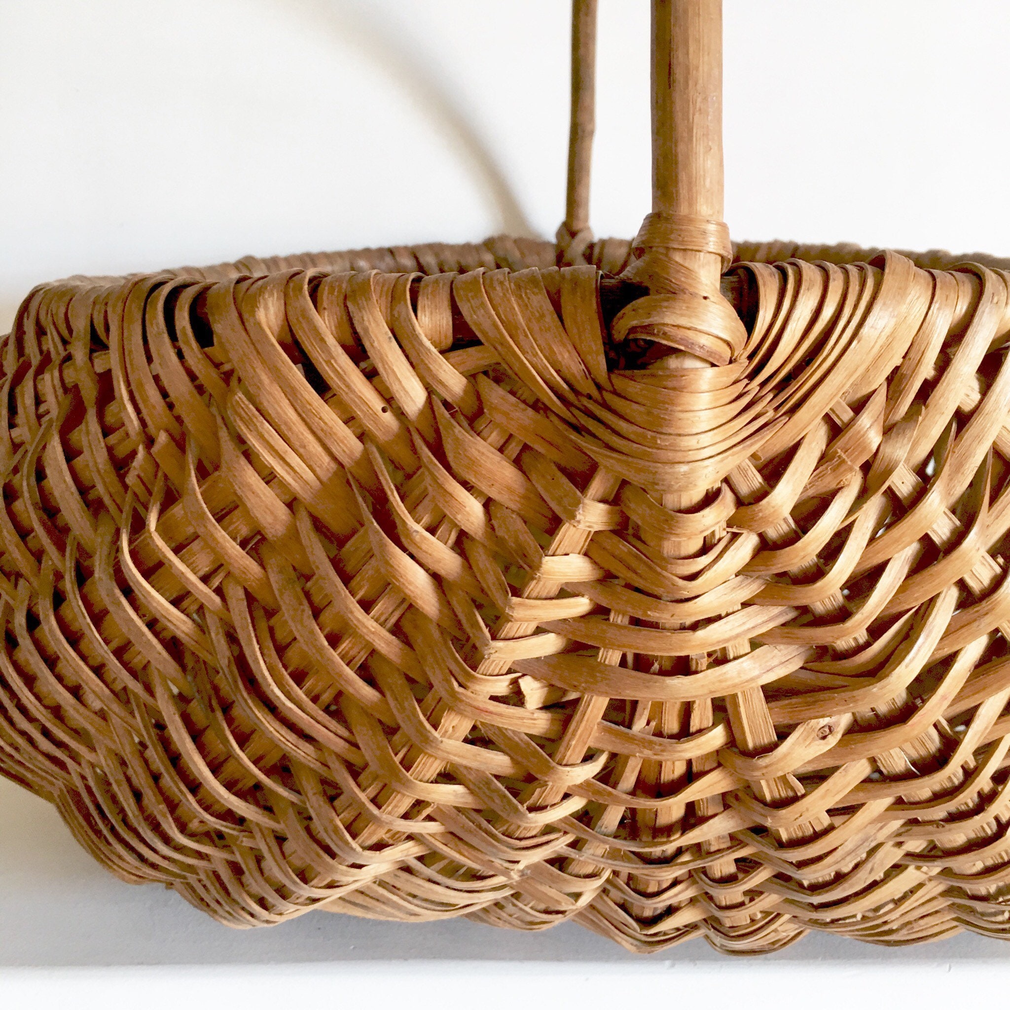 French Antique Basket Handwoven French Vintage Wicker Basket