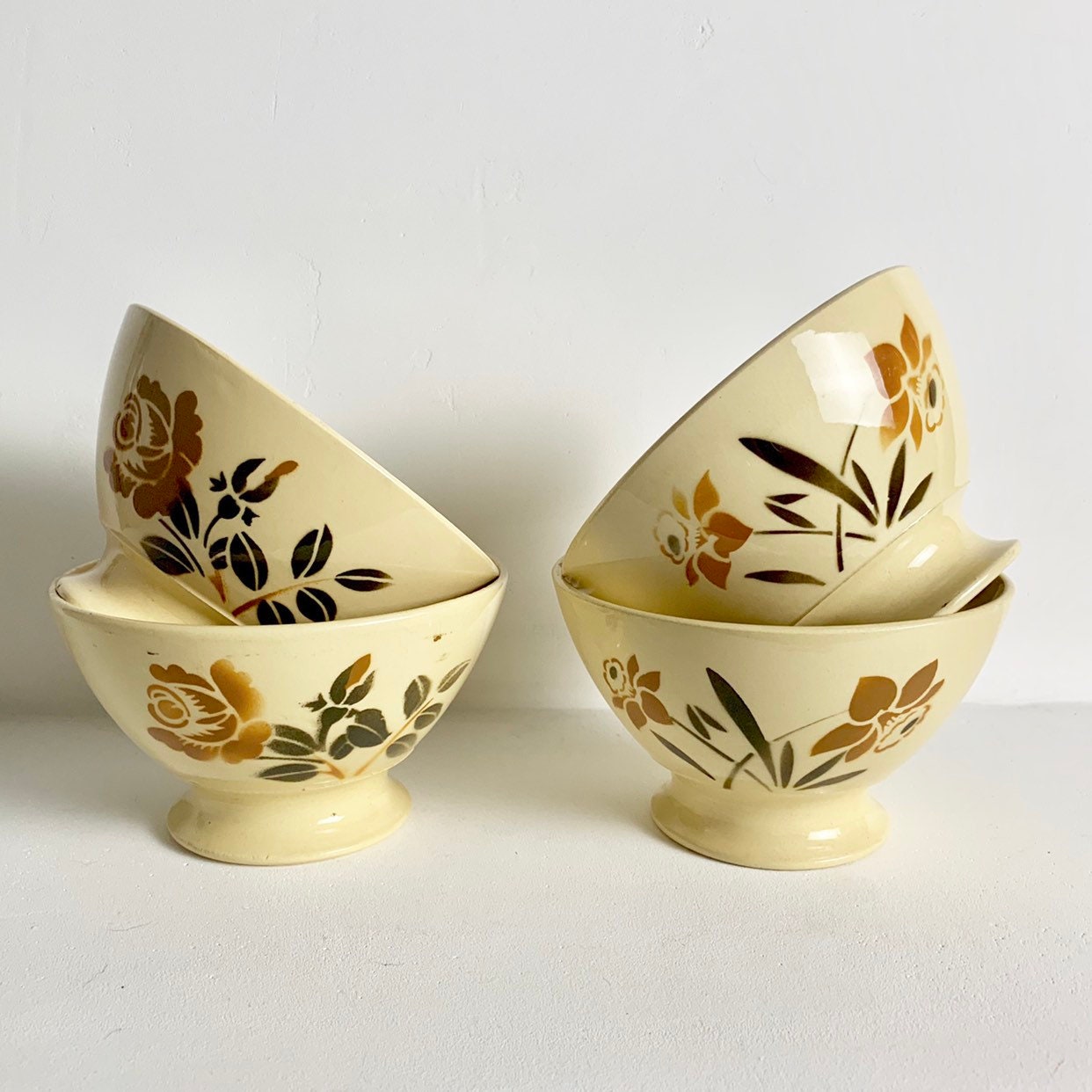 Pair of French Antique Coffee Bowls Cafe au Lait Bowls Etsy
