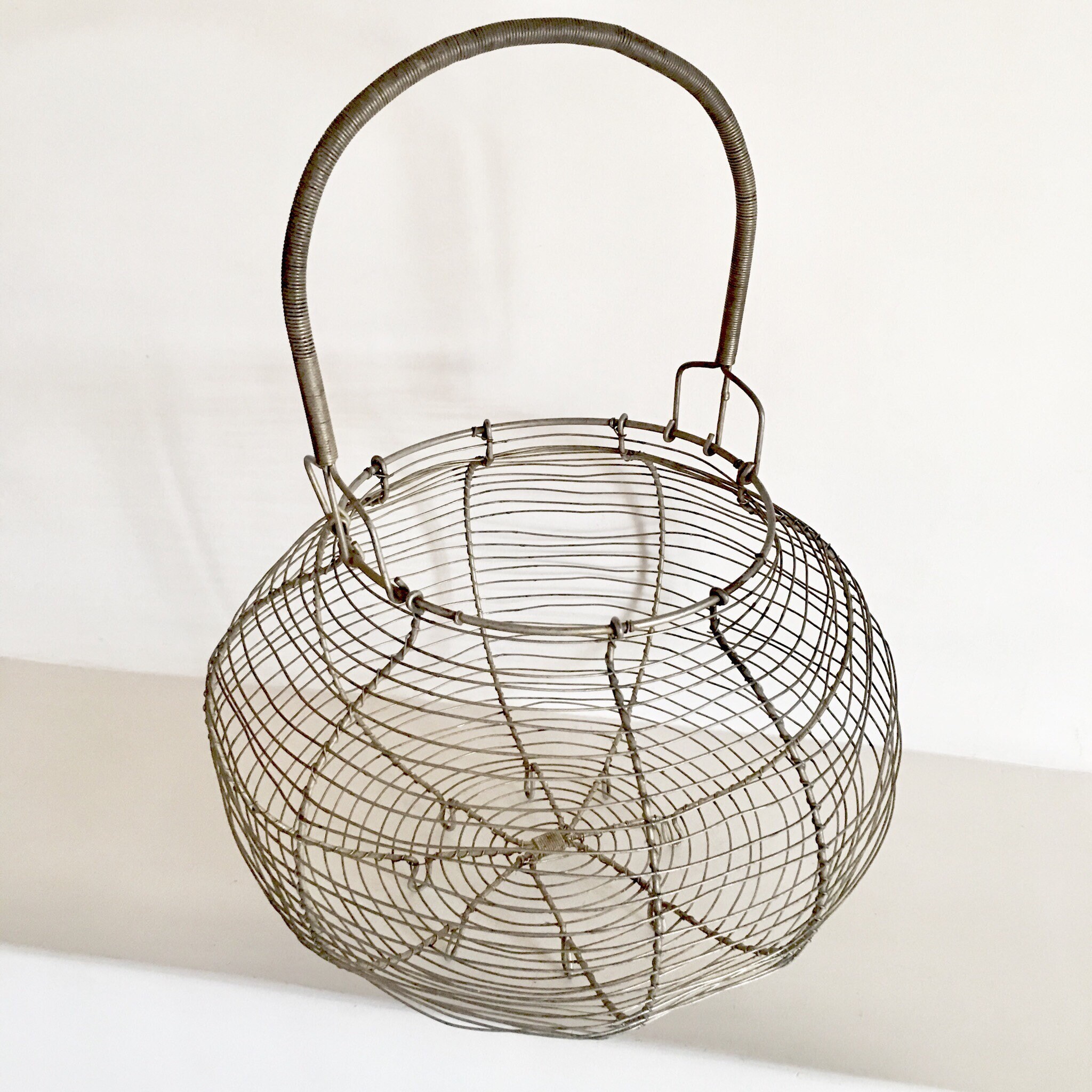 French Antique Wire Egg Basket Small French Metal Wire Basket
