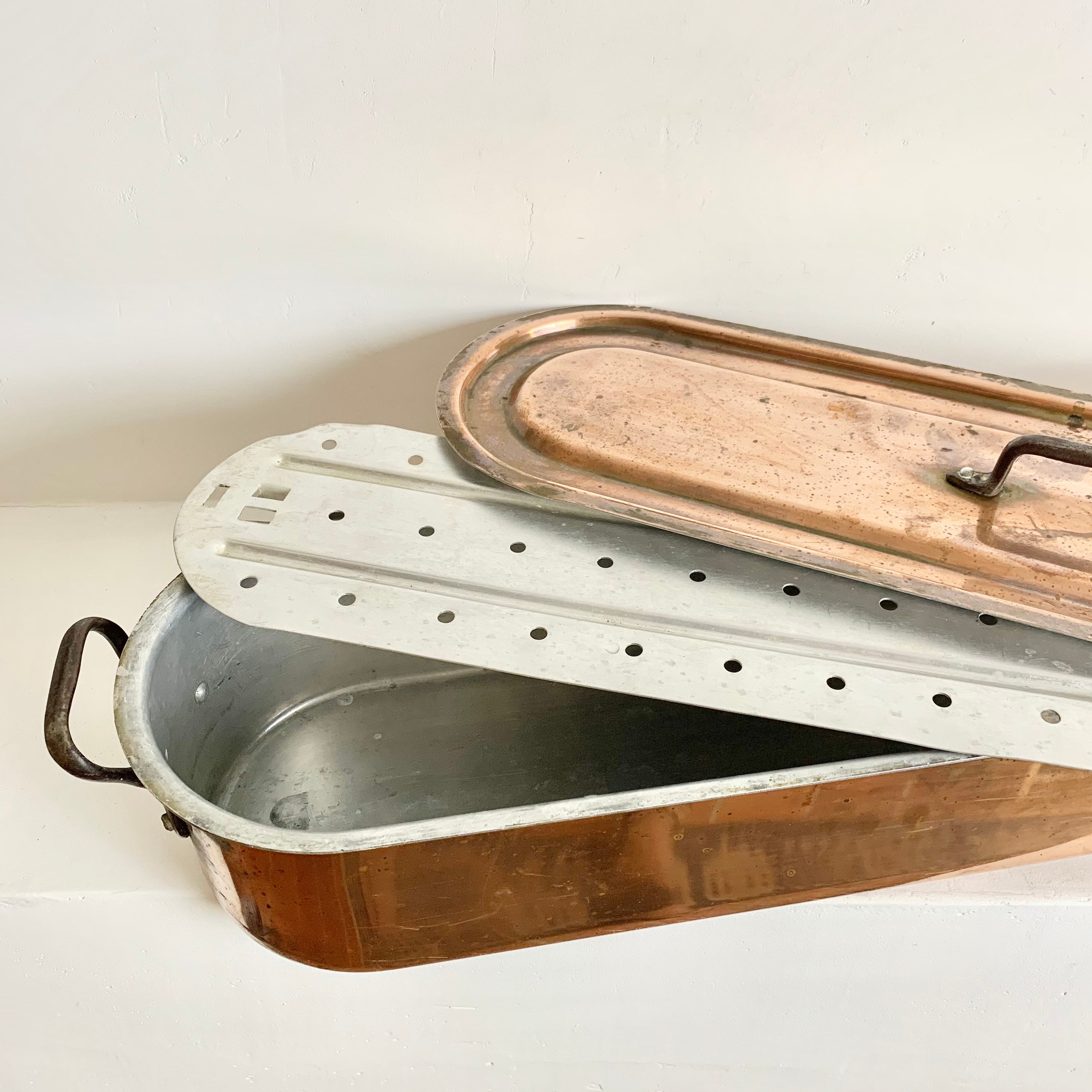 French Vintage Copper Fish Poacher Fish Cooker Fish Steamer