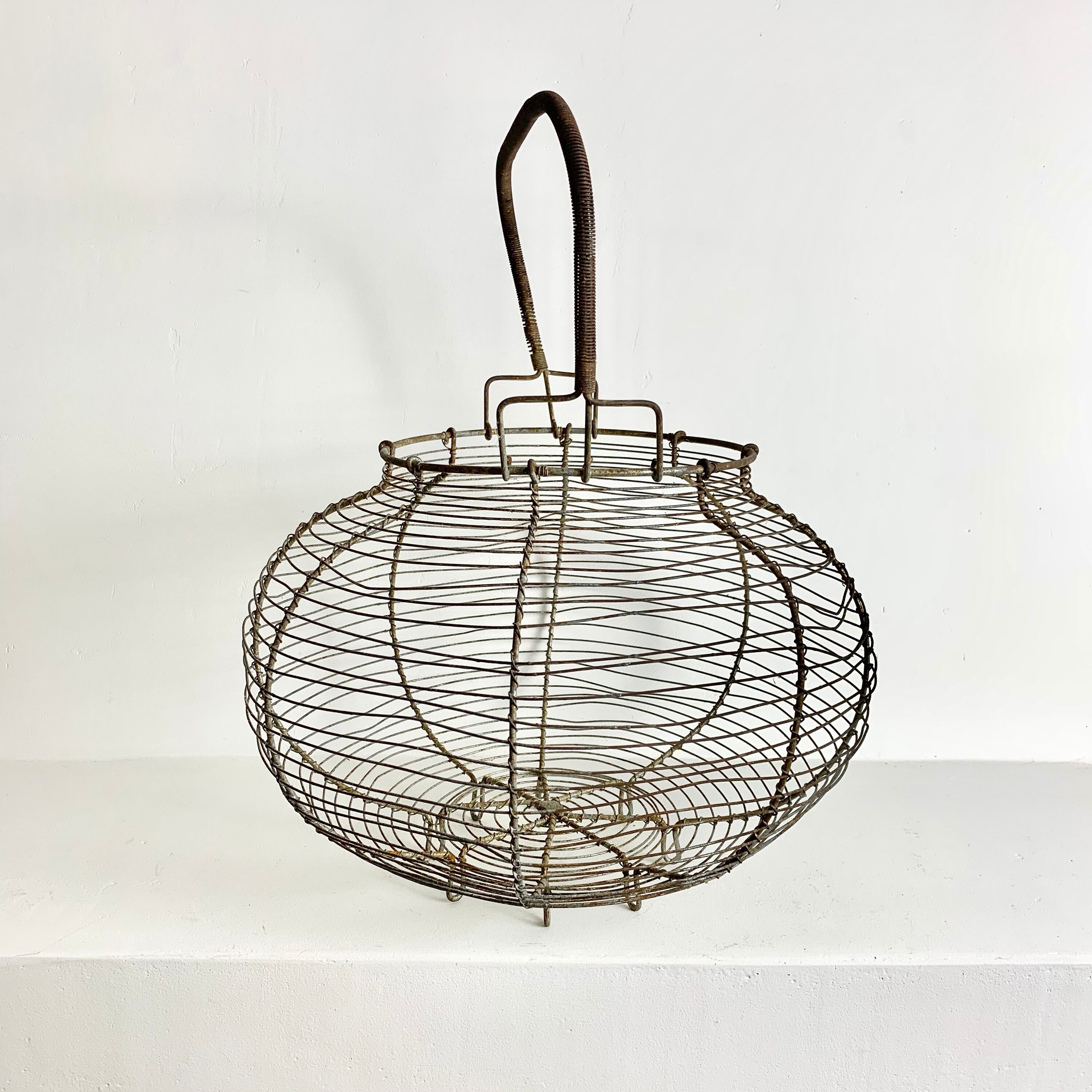 French Antique Wire Egg Basket Large Size Egg Basket French Metal Wire Basket Handmade