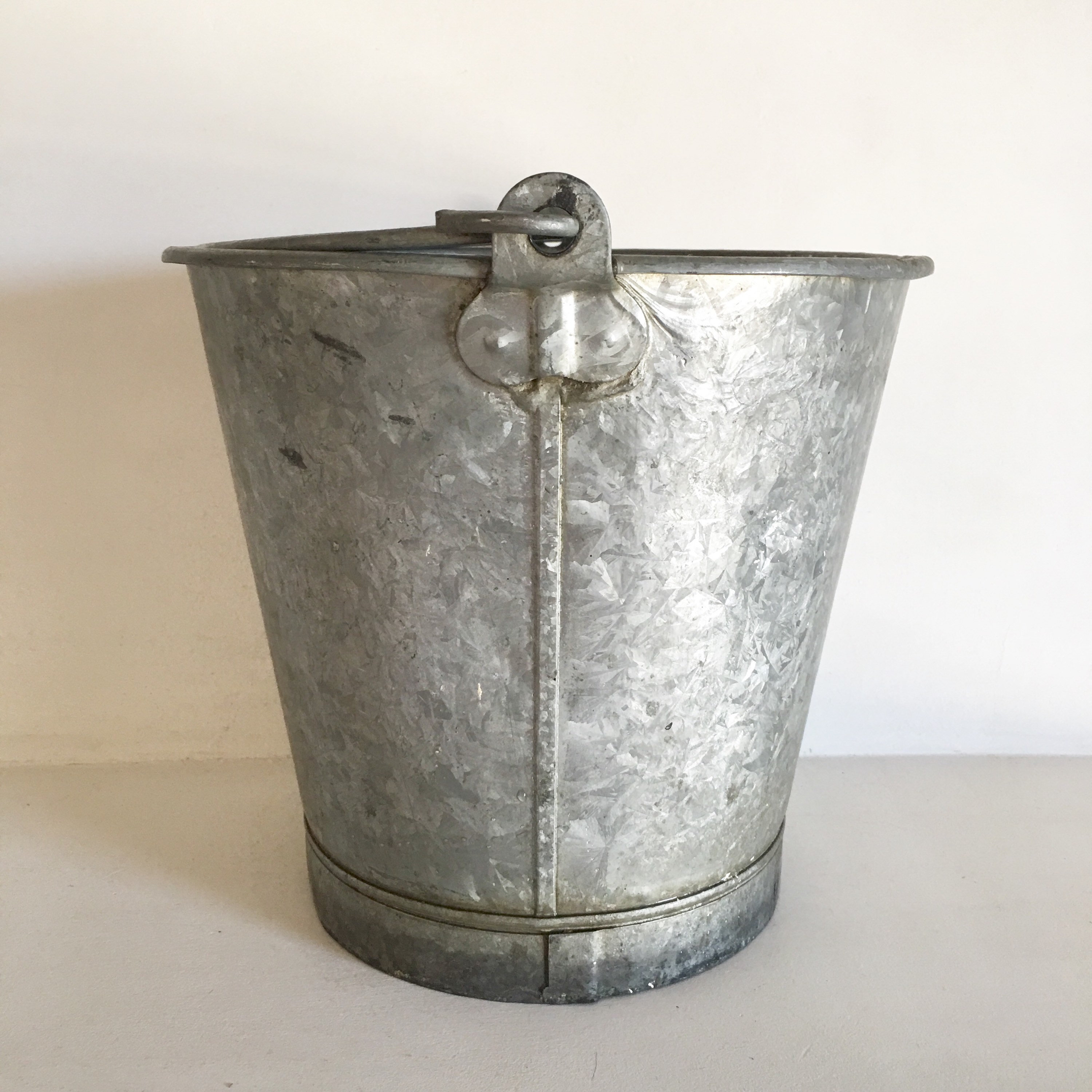 Rare French Antique Zinc Bucket Rustic Garden Bucket Galvanized