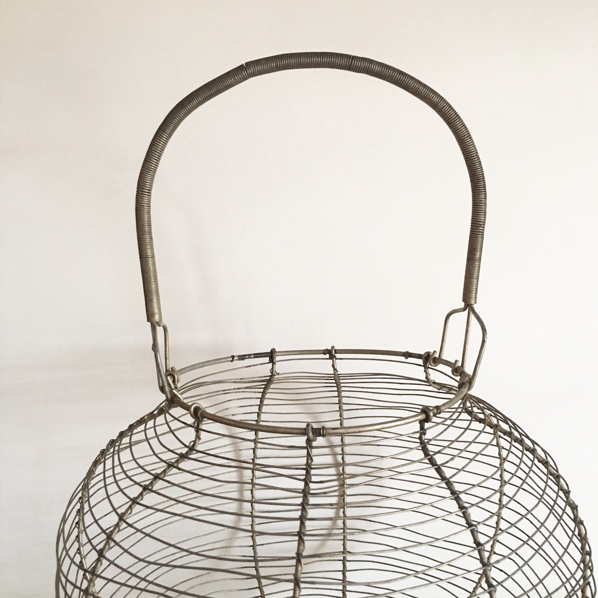 French Antique Wire Egg Basket Small French Metal Wire Basket