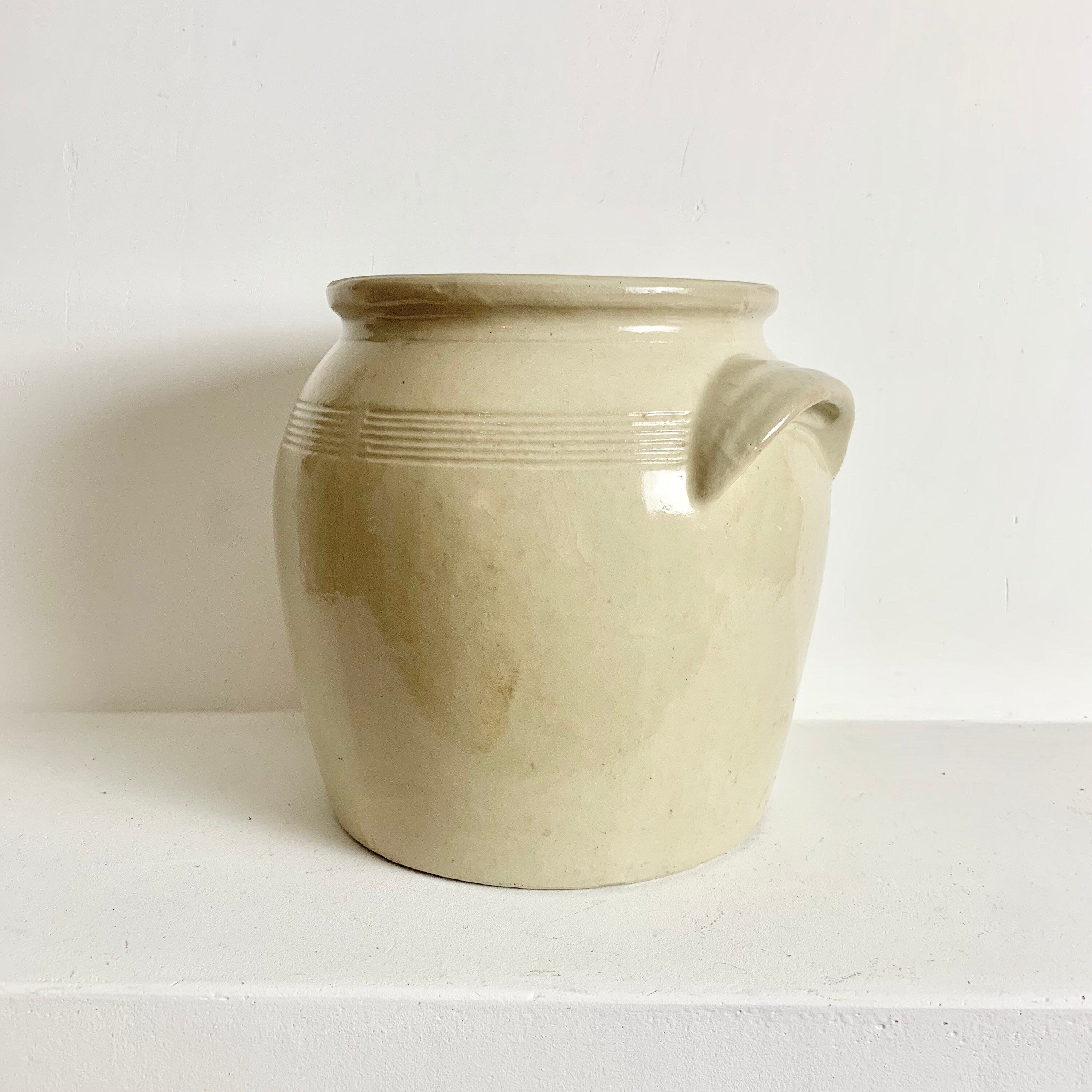 French Vintage Stoneware Crock French Stoneware Jar French Olive Crock Earthenware Crock