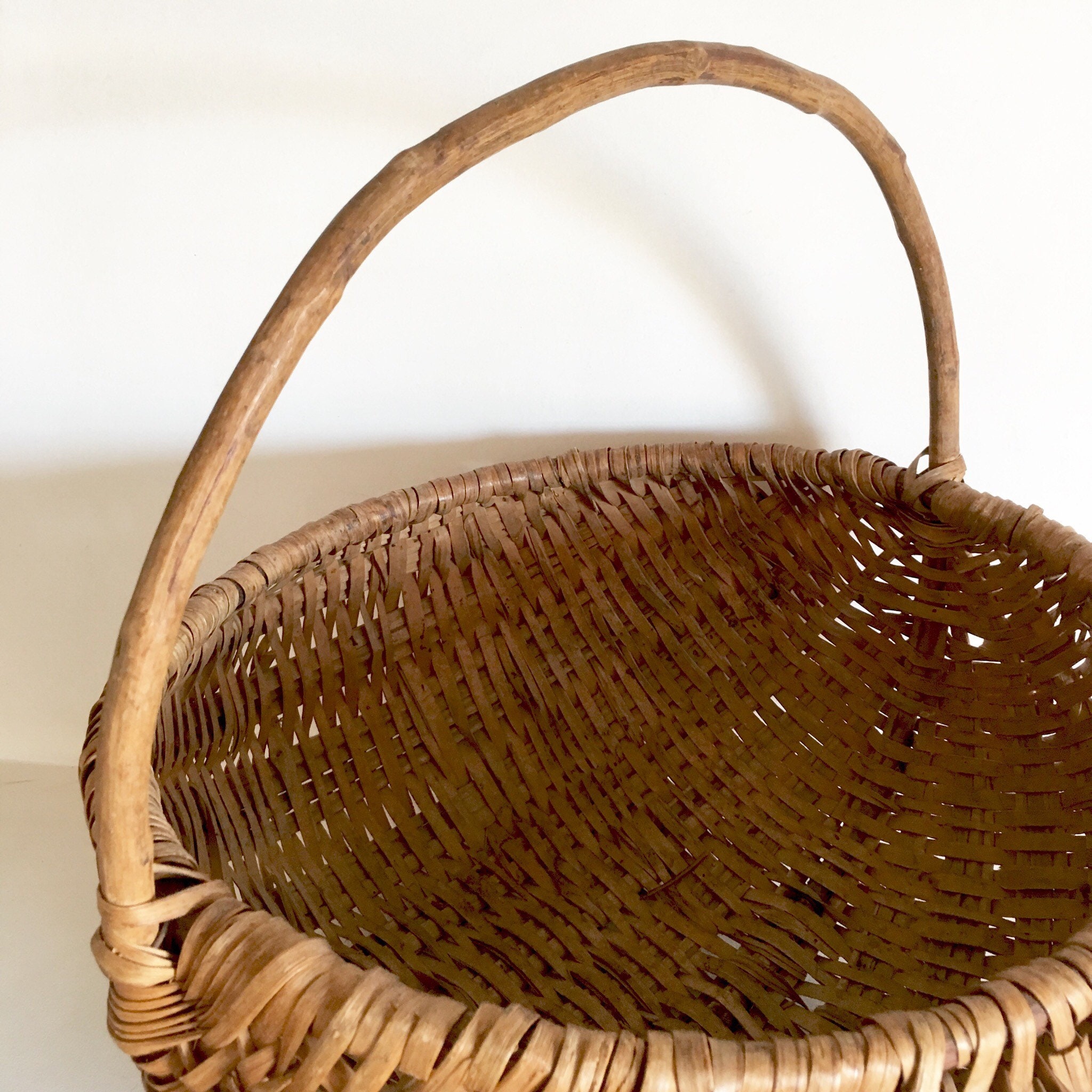 French Antique Basket Handwoven French Vintage Wicker Basket