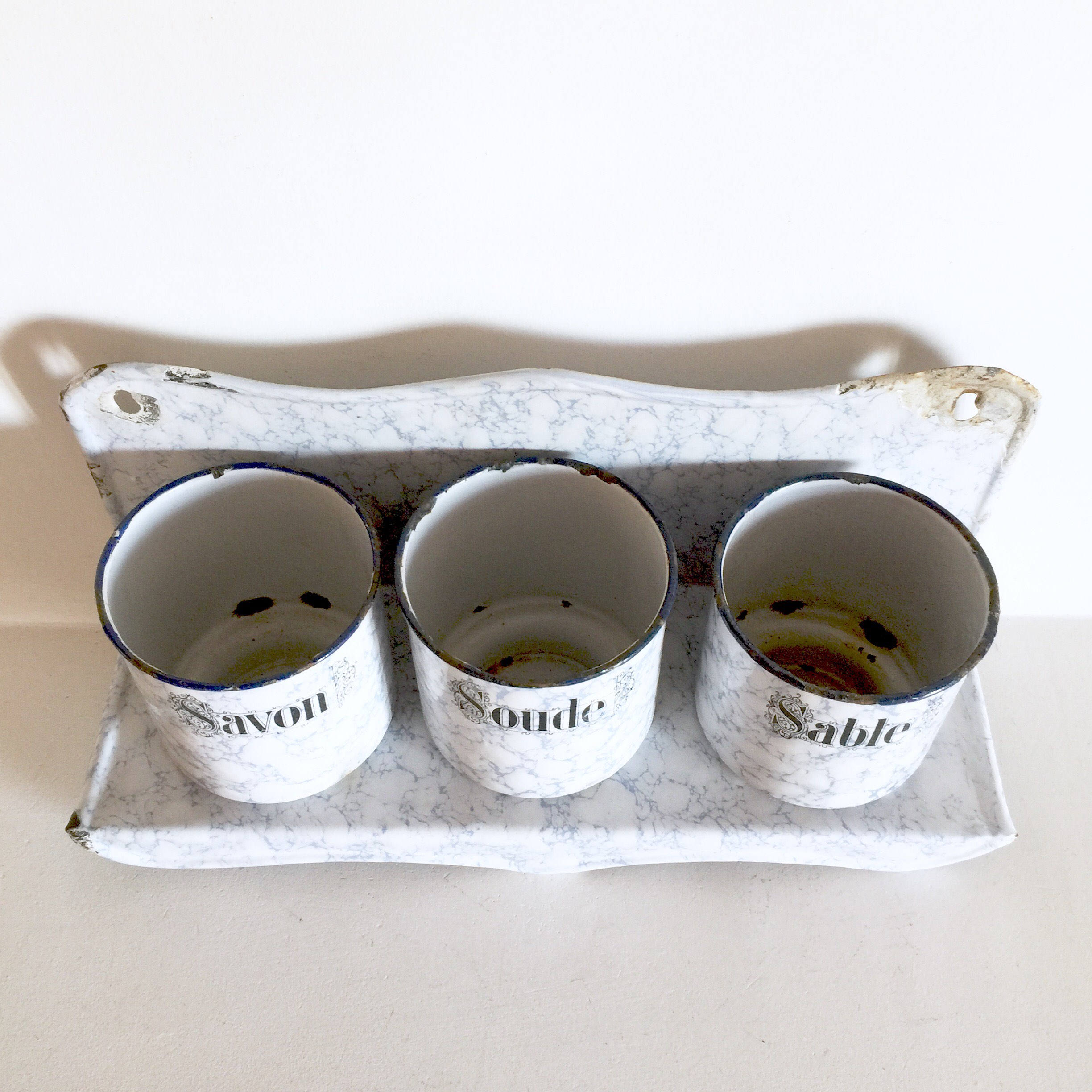 French Antique Enamel Laundry Soap Rack French Enamelware Laundry