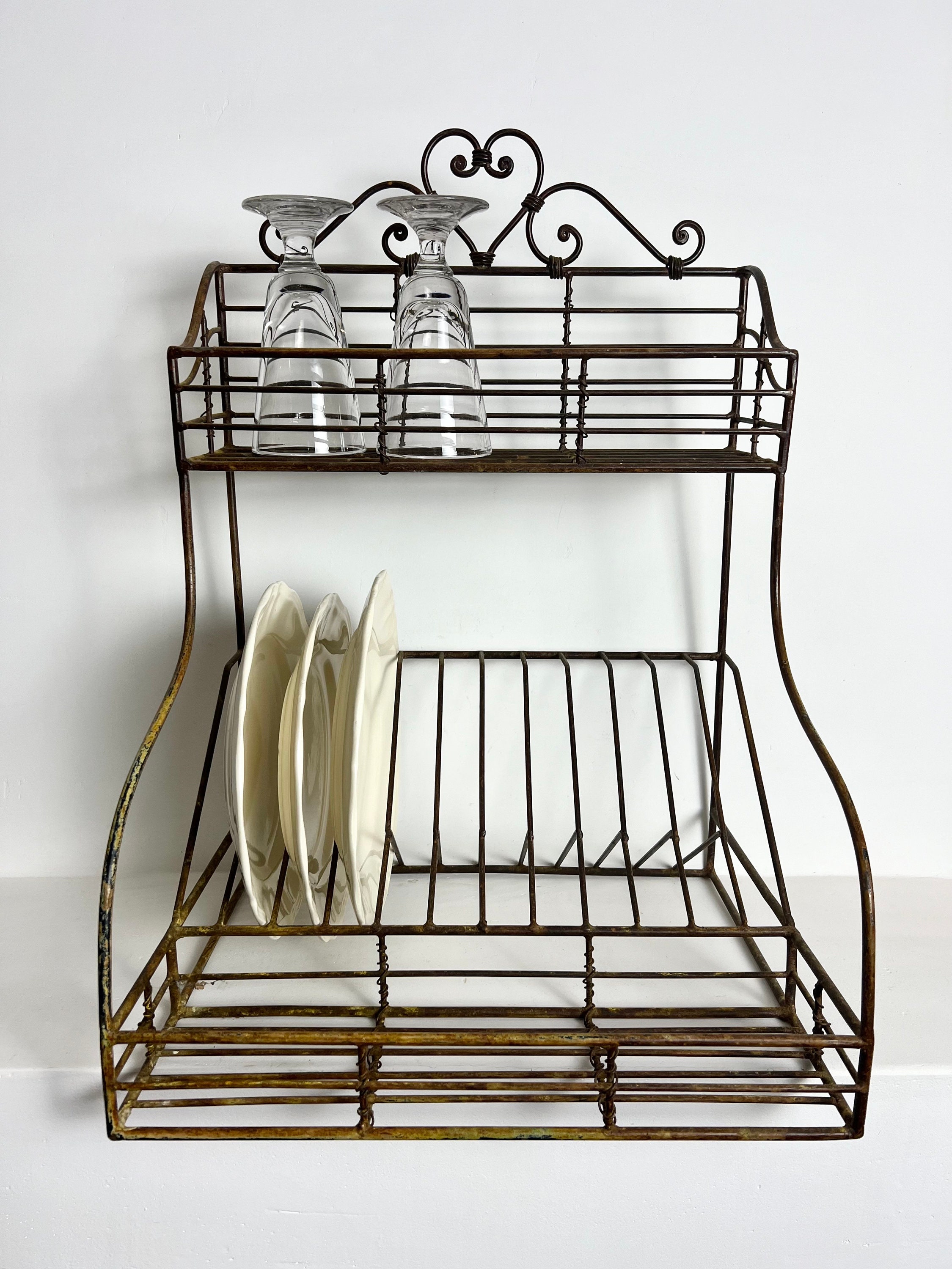 French Vintage Dish Rack Large Dish Strainer Dish Drying Rack Iron Wire ...