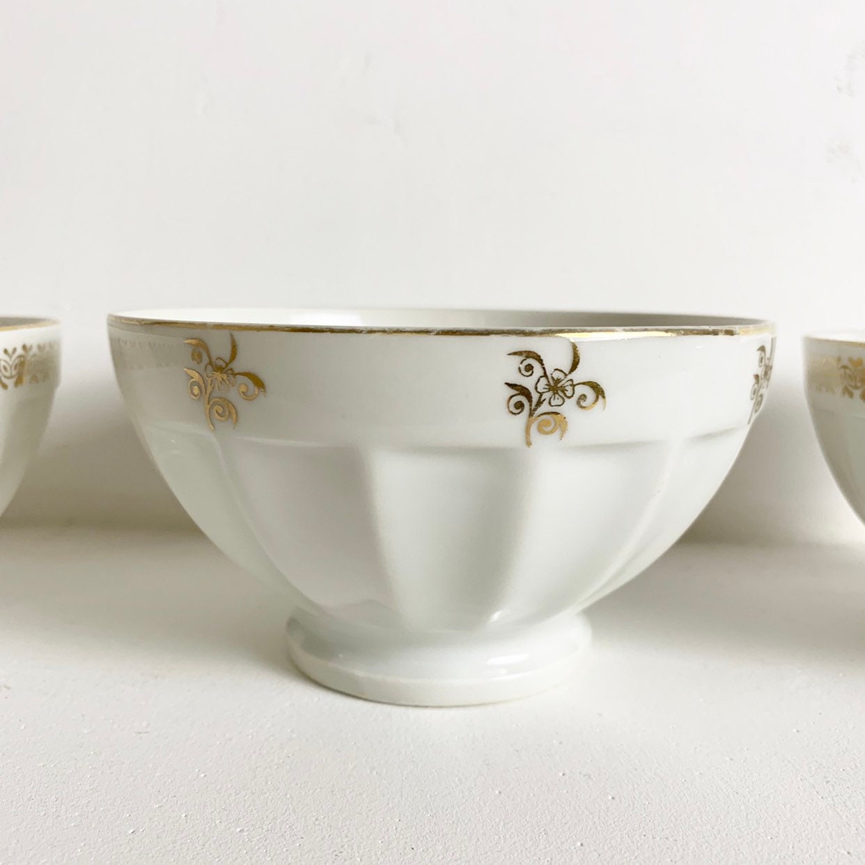 Triple Set French Cafe Au Lait Bowls French Vintage Coffee Bowls