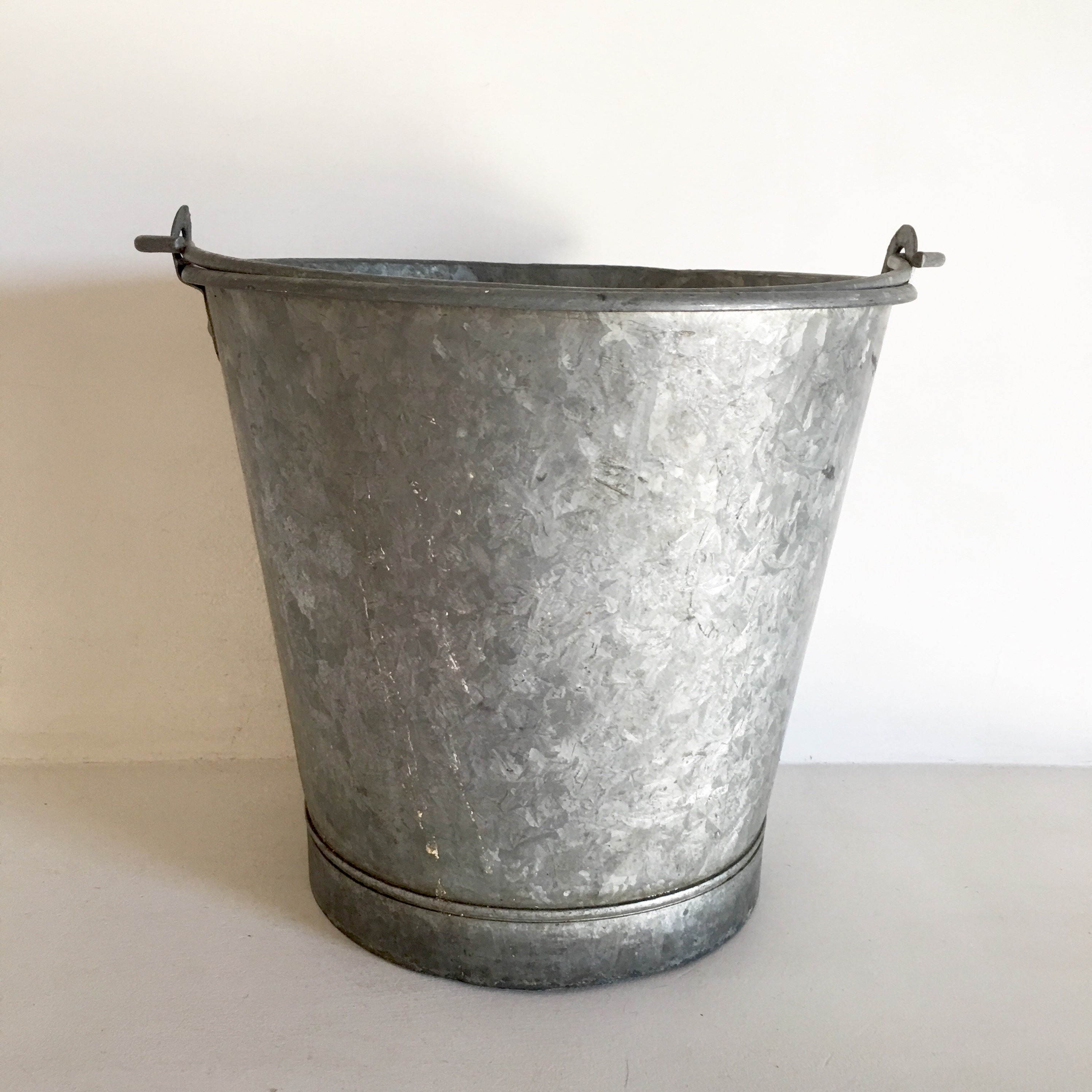 Rare French Antique Zinc Bucket Rustic Garden Bucket Galvanized