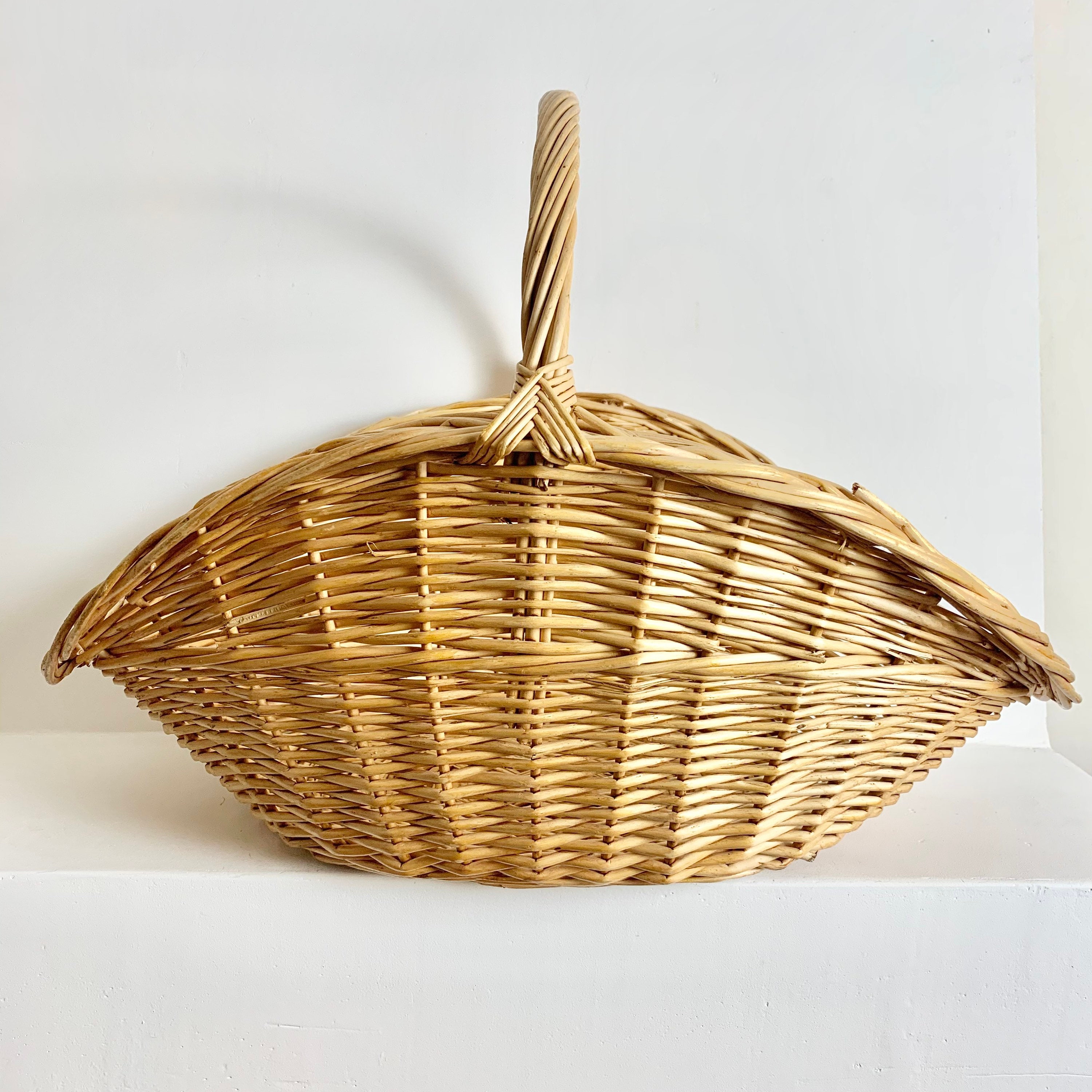 Stunning French Vintage Lavender Harvest Basket - Large Handwoven French Vintage Wicker Basket ...