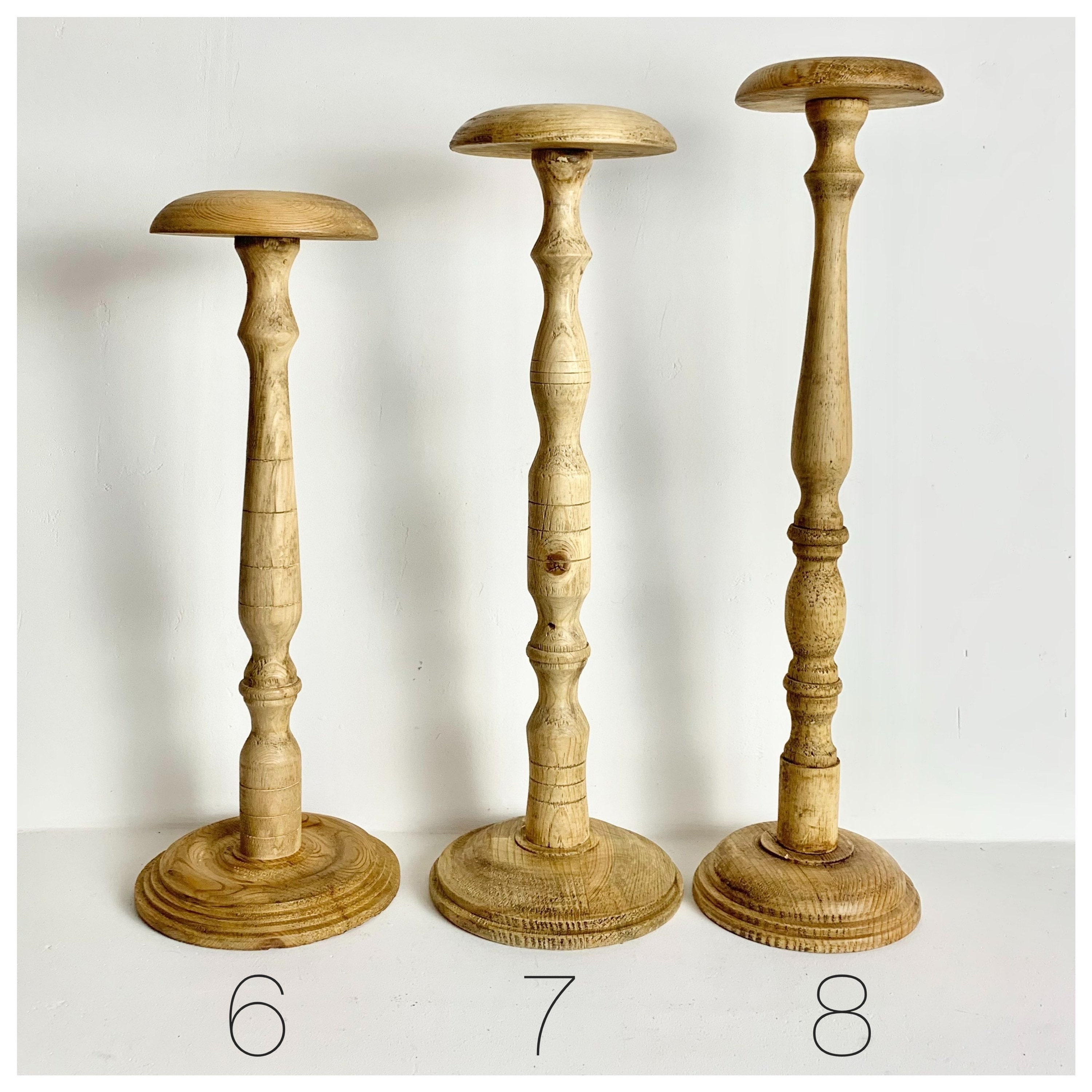 French Vintage Wood Hat Stand Medium Sized 3840cm Turned Pine Wood Hat Stand Milner Stand
