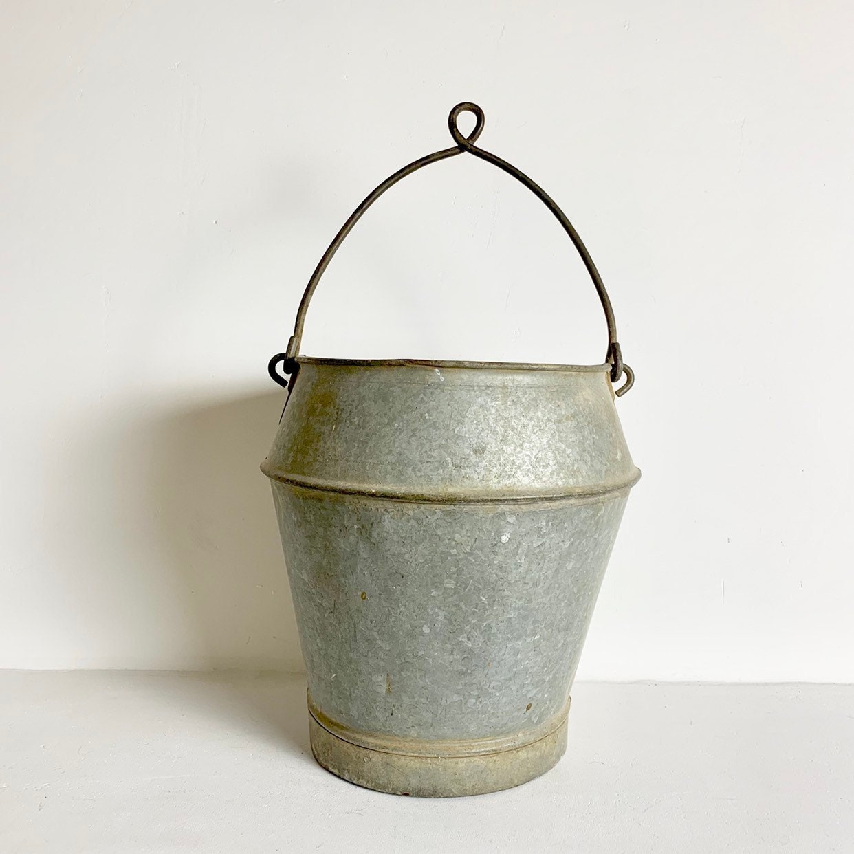 French Zinc Bucket Rain Bucket Old Garden Pail Vintage Bucket Rustic