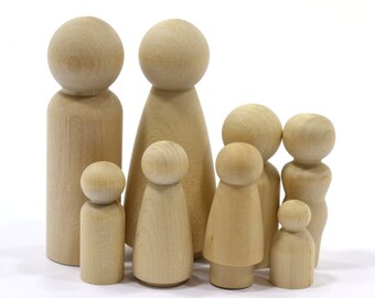 unpainted wooden peg dolls