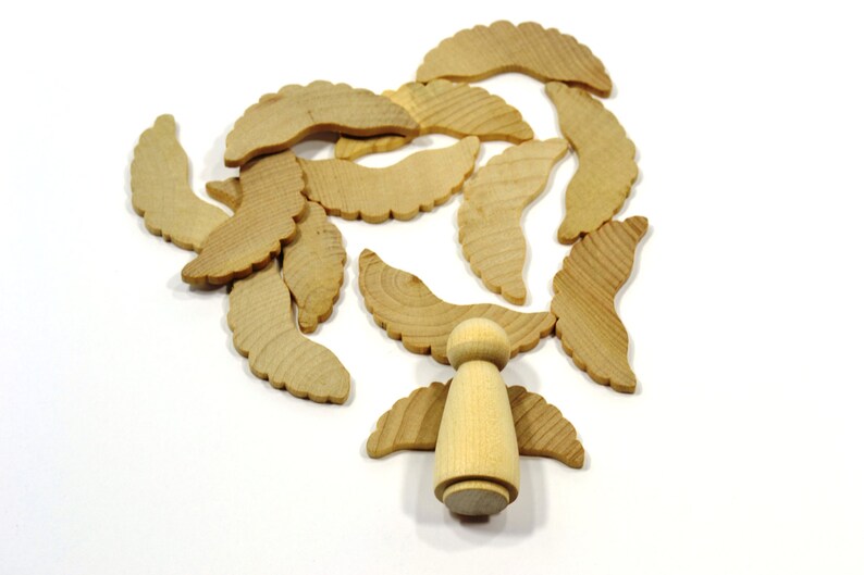 5.7cm x 2.5cm -Peg Doll Supplies 2-14 Wide x 1 High 100 Natural Pack of Unfinished Wood Peg Doll Angel Wings that fits 2 Peg Dolls