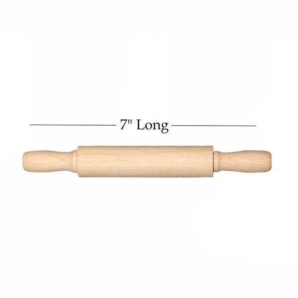 6 Pack of 7" Mini Rolling Pins made from Natural Solid Unfinished Maple Hardwood - 7/8" Diameter x 7" Long
