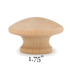 Hardwood Furniture Knobs/Pulls - Unfinished 1.75" Diameter - with Washer Head Screw - 1-3/4" Cabinet Pull, Closet/Bi fold Knobs