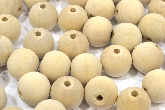 25 Pack Wooden 1 25mm Beads-Unfinished Solid