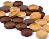 24 Pack 1.25 quot Wood Stacking Checkers Finished in Clear and Walnut Checkers Game Pieces Wooden Checker Set Game Pieces Stackable