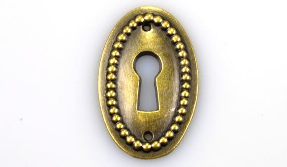 Antique Brass Oval Shape Escutcheon Plate With Rope Style Edge Etsy